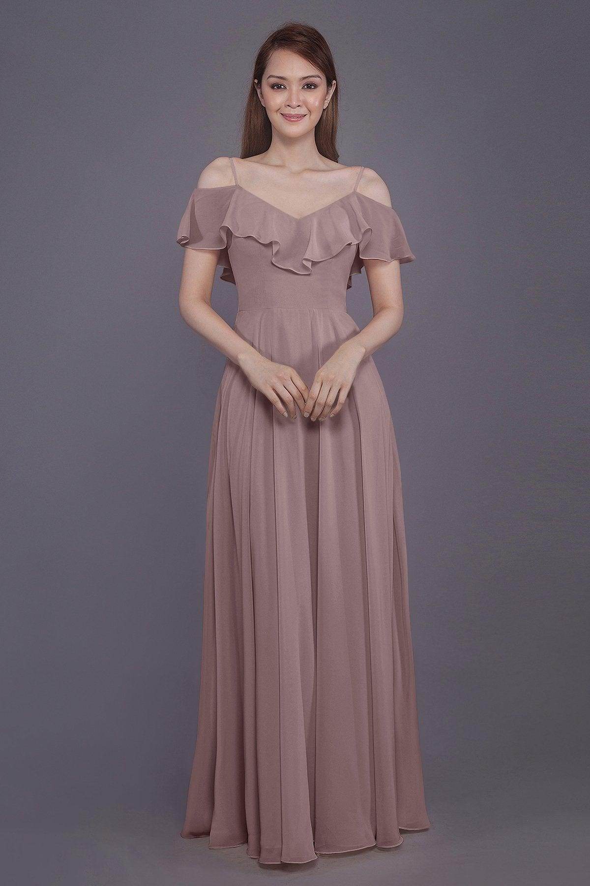 Sheath-Column Floor Length Chiffon Bridesmaid Dress PR3570PS