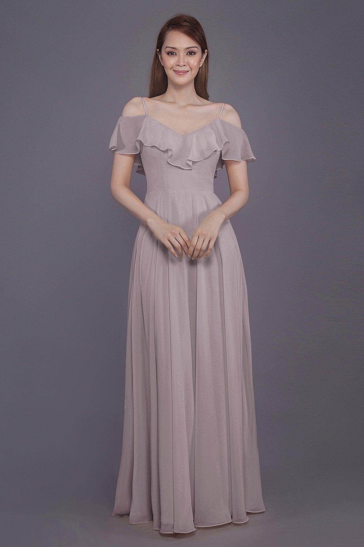 Sheath-Column Floor Length Chiffon Bridesmaid Dress PR3570PS