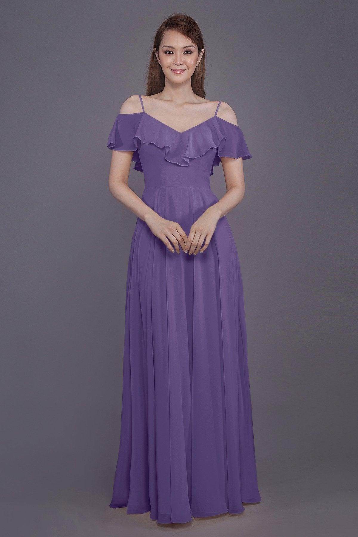 Sheath-Column Floor Length Chiffon Bridesmaid Dress PR3570PS