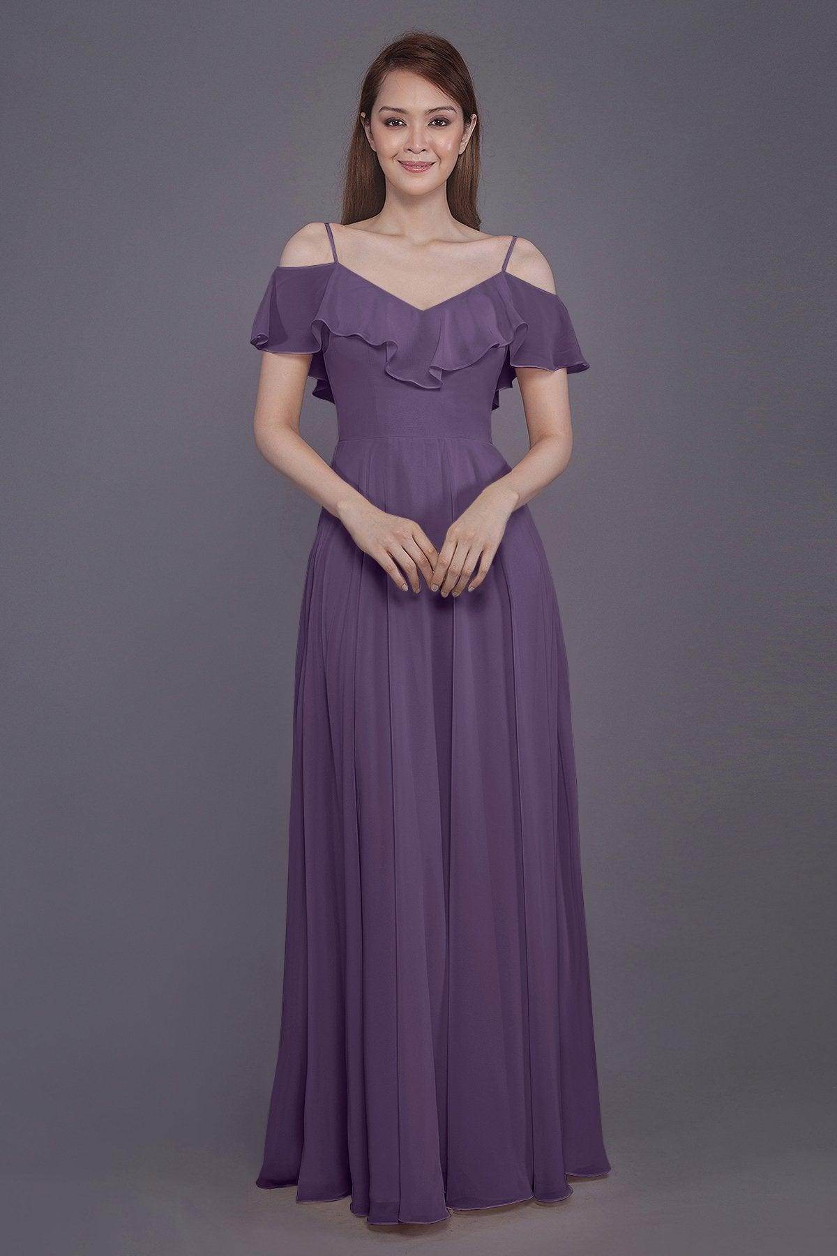 Sheath-Column Floor Length Chiffon Bridesmaid Dress PR3570PS