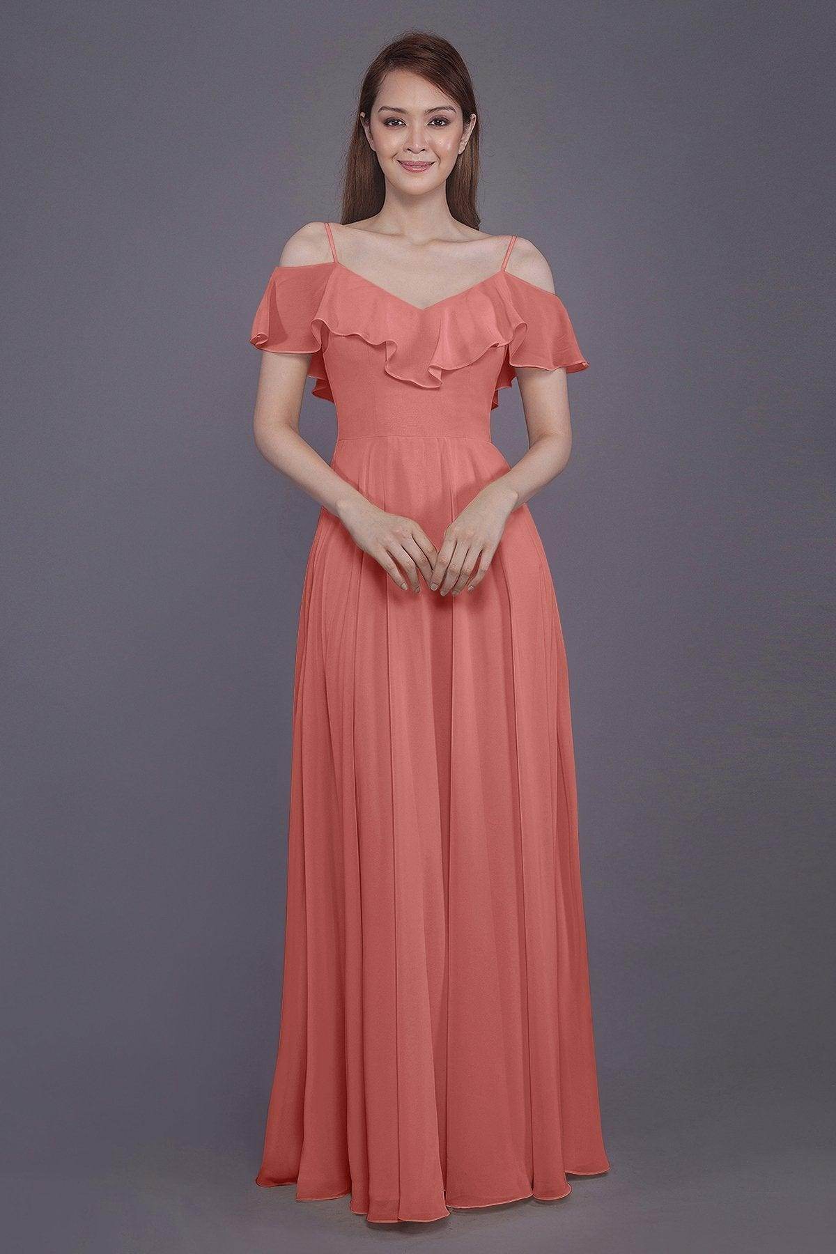 Sheath-Column Floor Length Chiffon Bridesmaid Dress PR3570PS