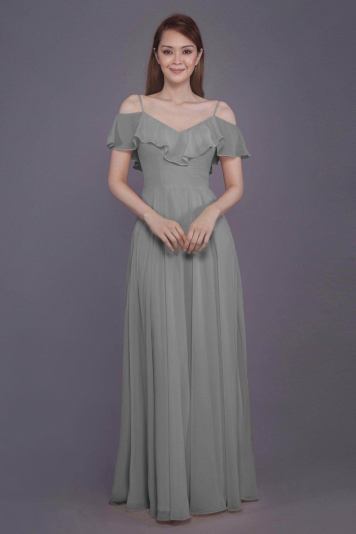 Sheath-Column Floor Length Chiffon Bridesmaid Dress PR3570