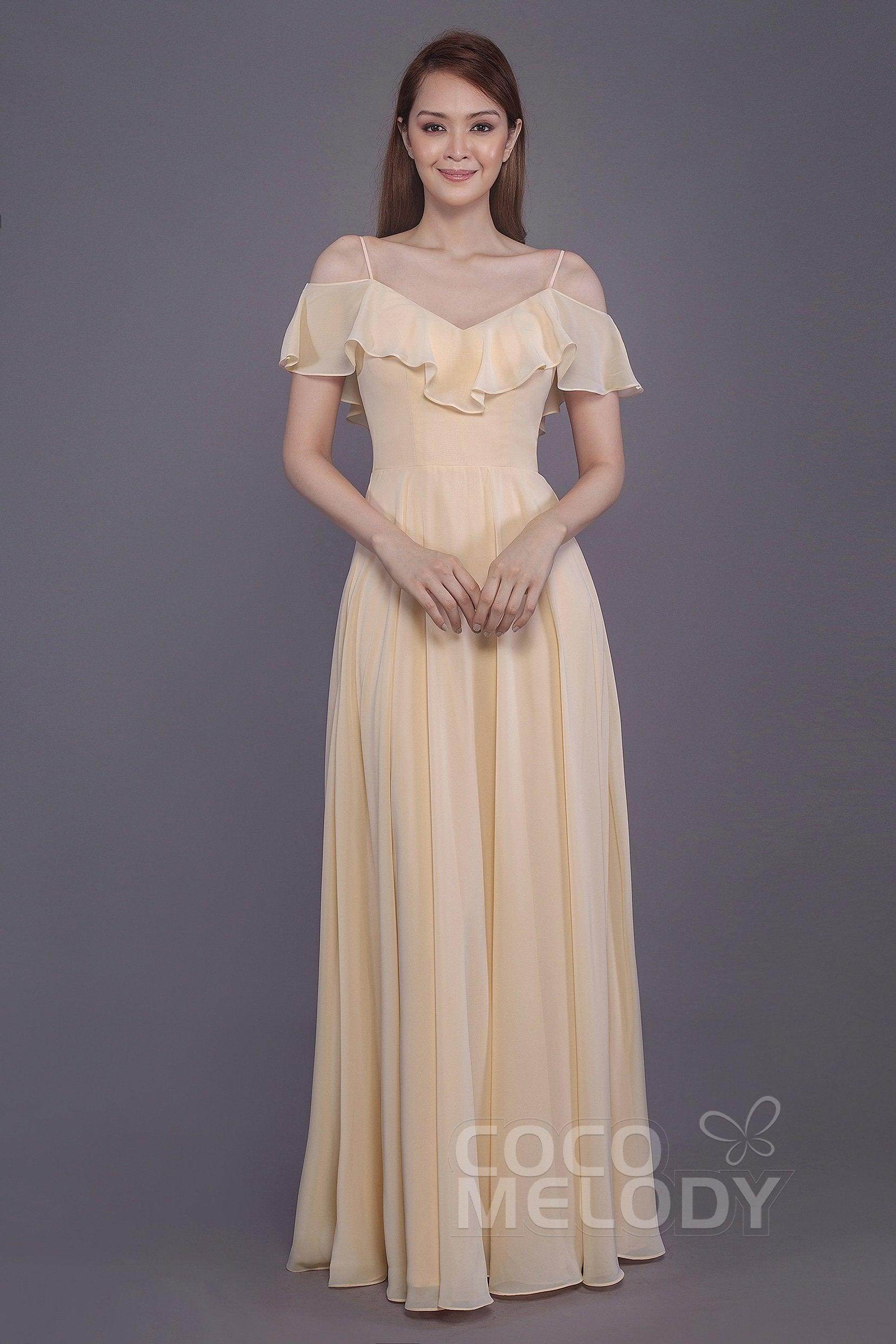 Sheath-Column Floor Length Chiffon Bridesmaid Dress PR3570PS