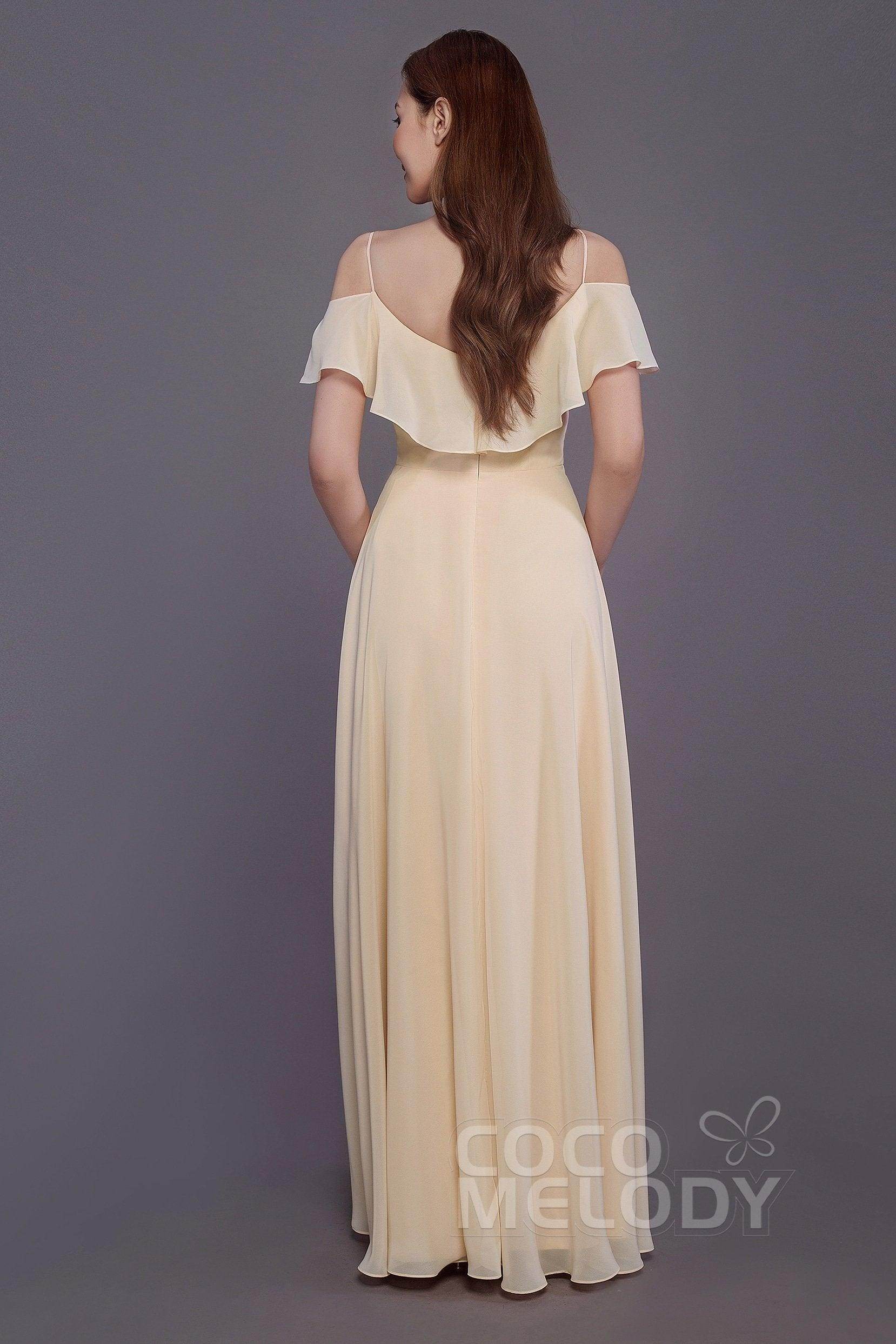 Sheath-Column Floor Length Chiffon Bridesmaid Dress PR3570PS