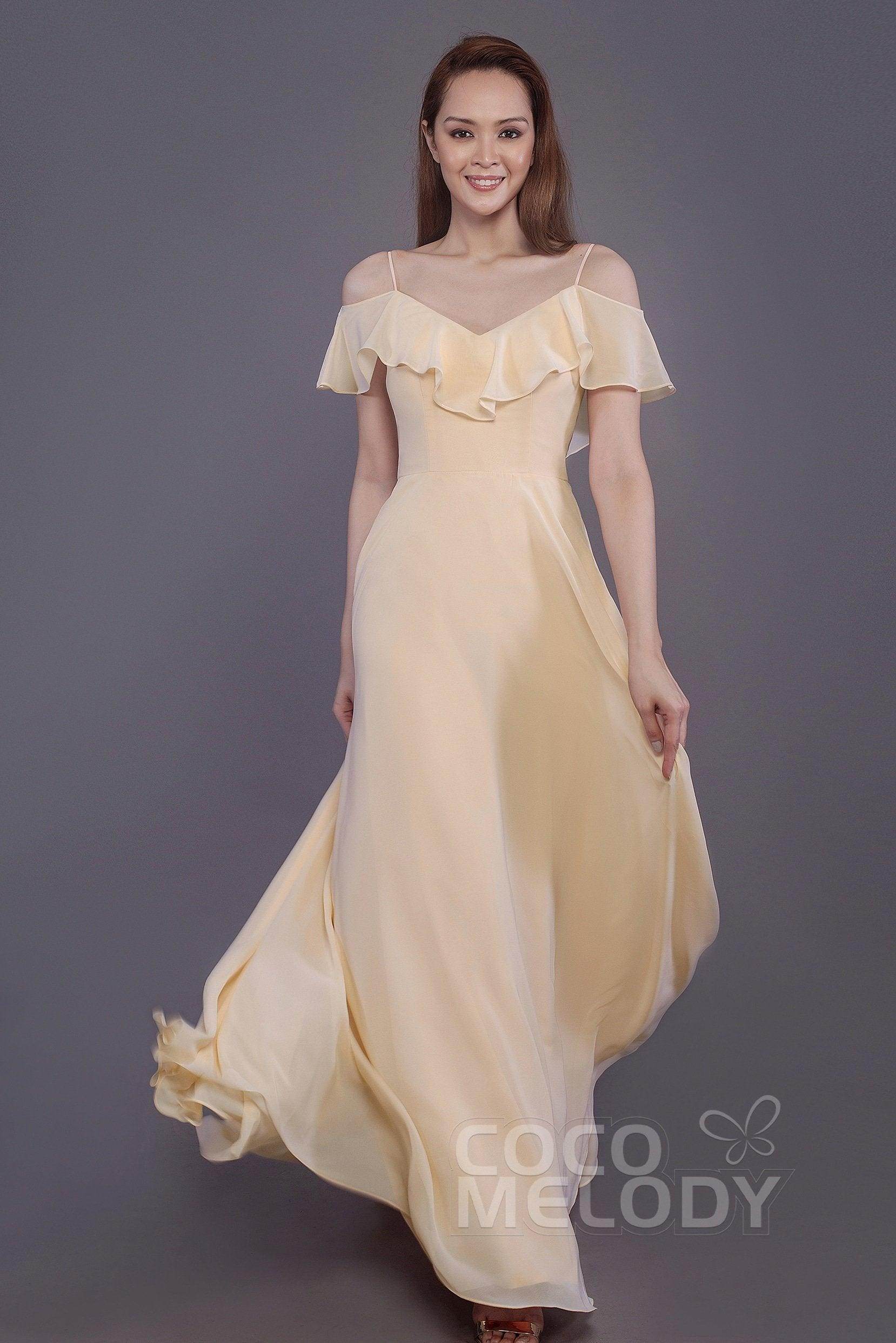 Sheath-Column Floor Length Chiffon Bridesmaid Dress PR3570PS
