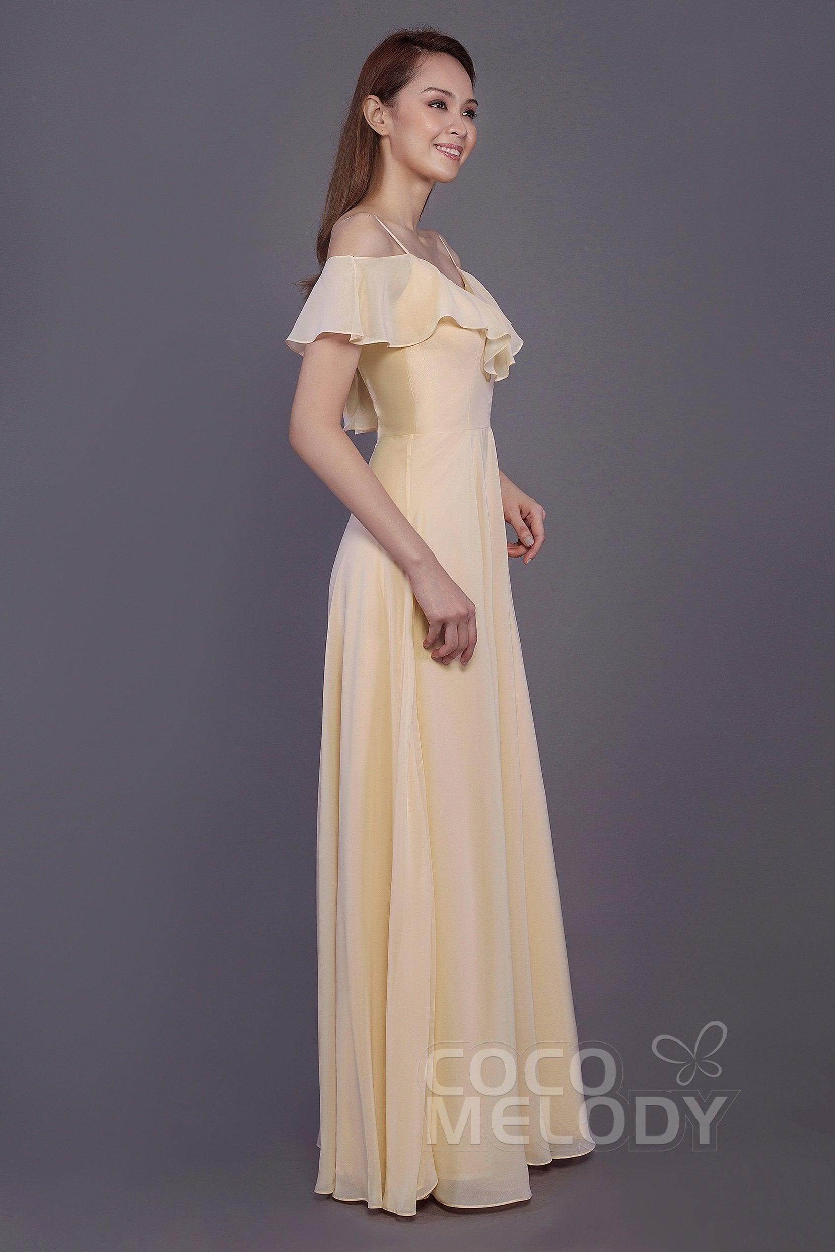 Sheath-Column Floor Length Chiffon Bridesmaid Dress PR3570PS