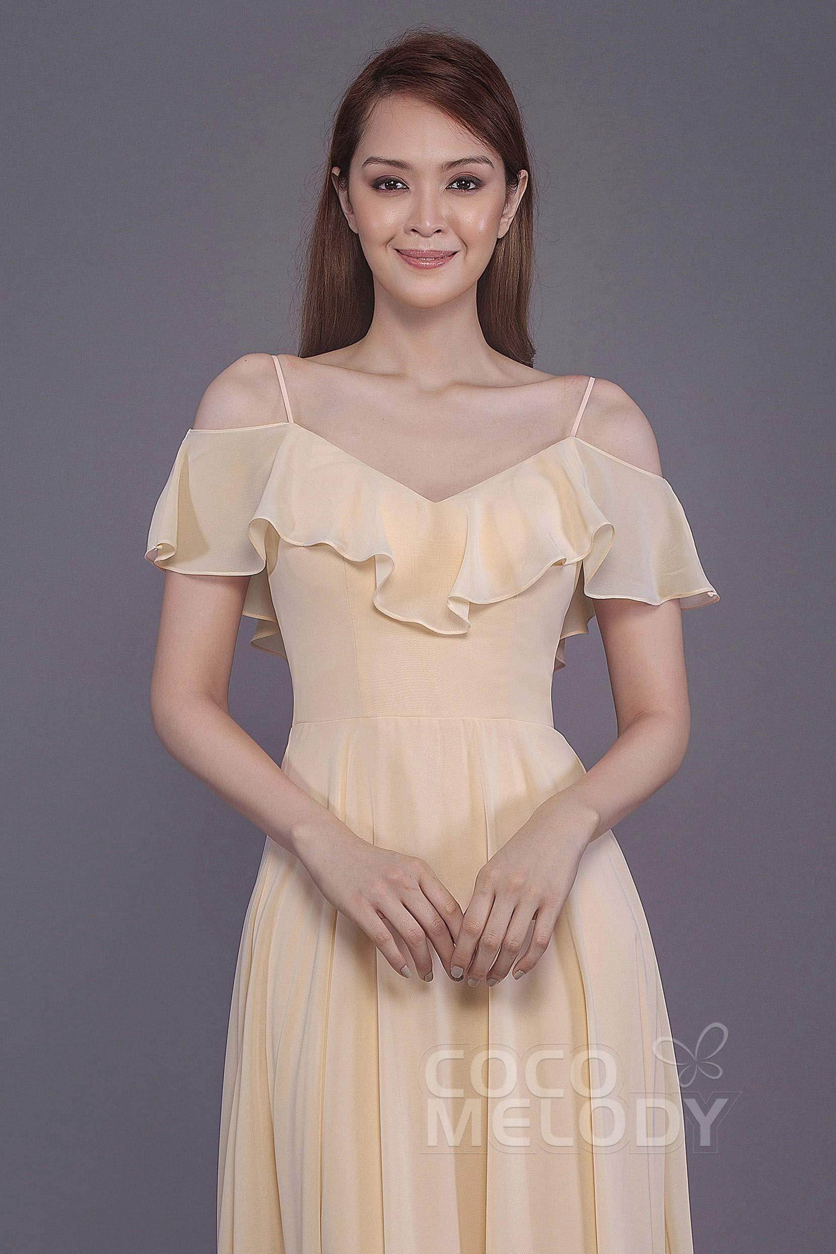 Sheath-Column Floor Length Chiffon Bridesmaid Dress PR3570
