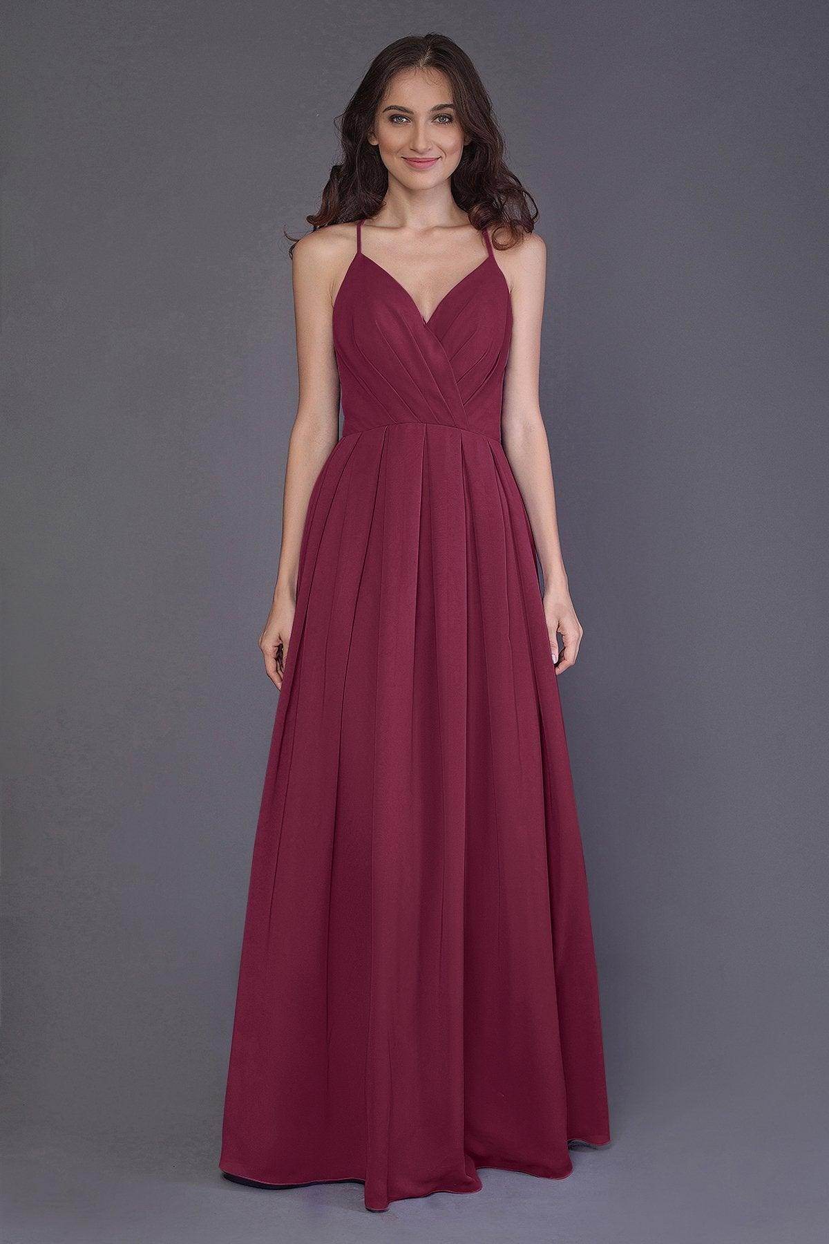 Sheath-Column Floor Length Chiffon Bridesmaid Dress PR3572