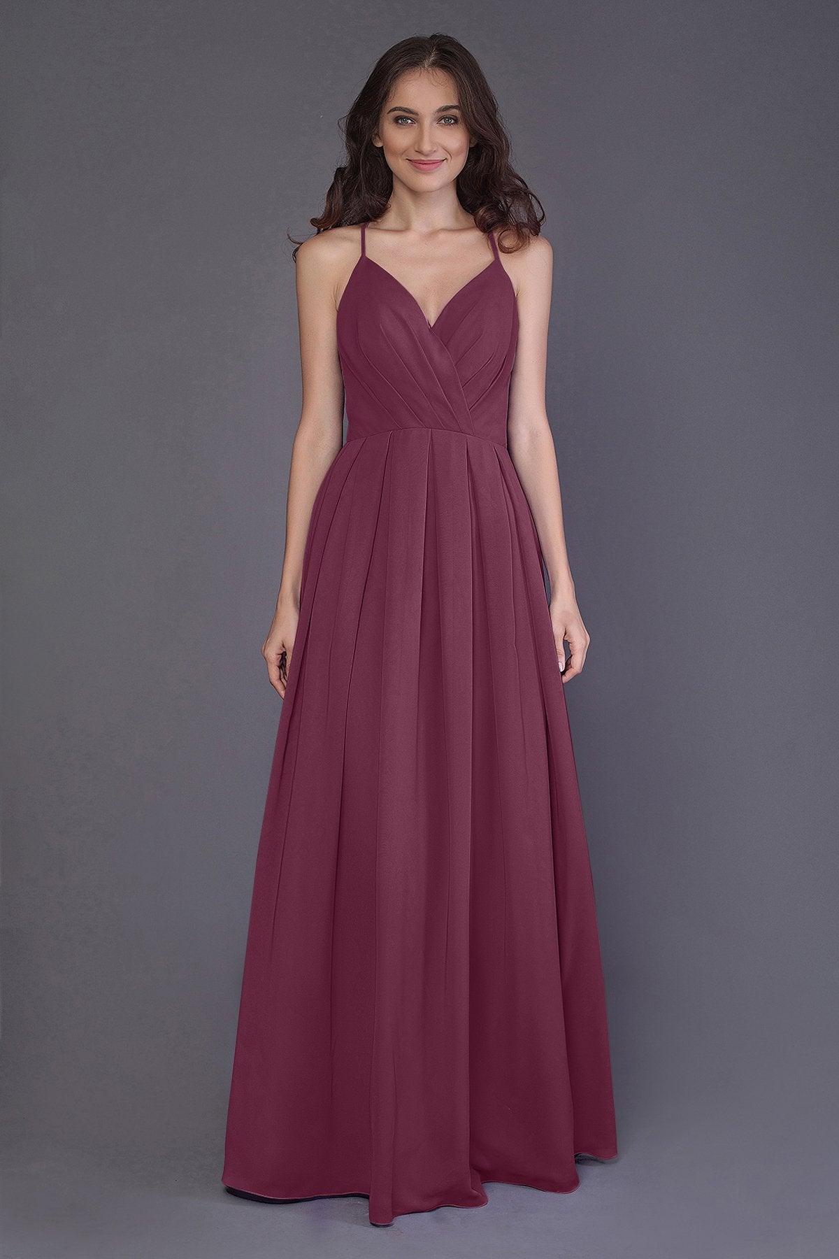 Sheath-Column Floor Length Chiffon Bridesmaid Dress PR3572