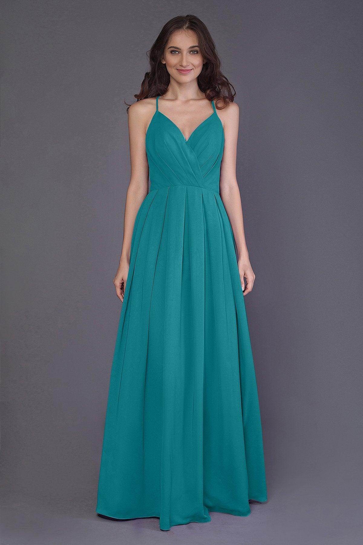 Sheath-Column Floor Length Chiffon Bridesmaid Dress PR3572