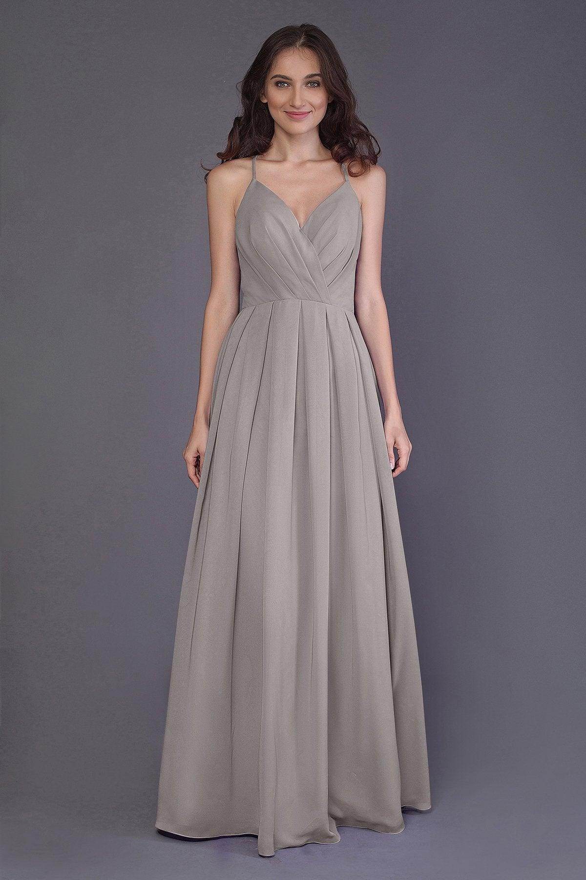Sheath-Column Floor Length Chiffon Bridesmaid Dress PR3572