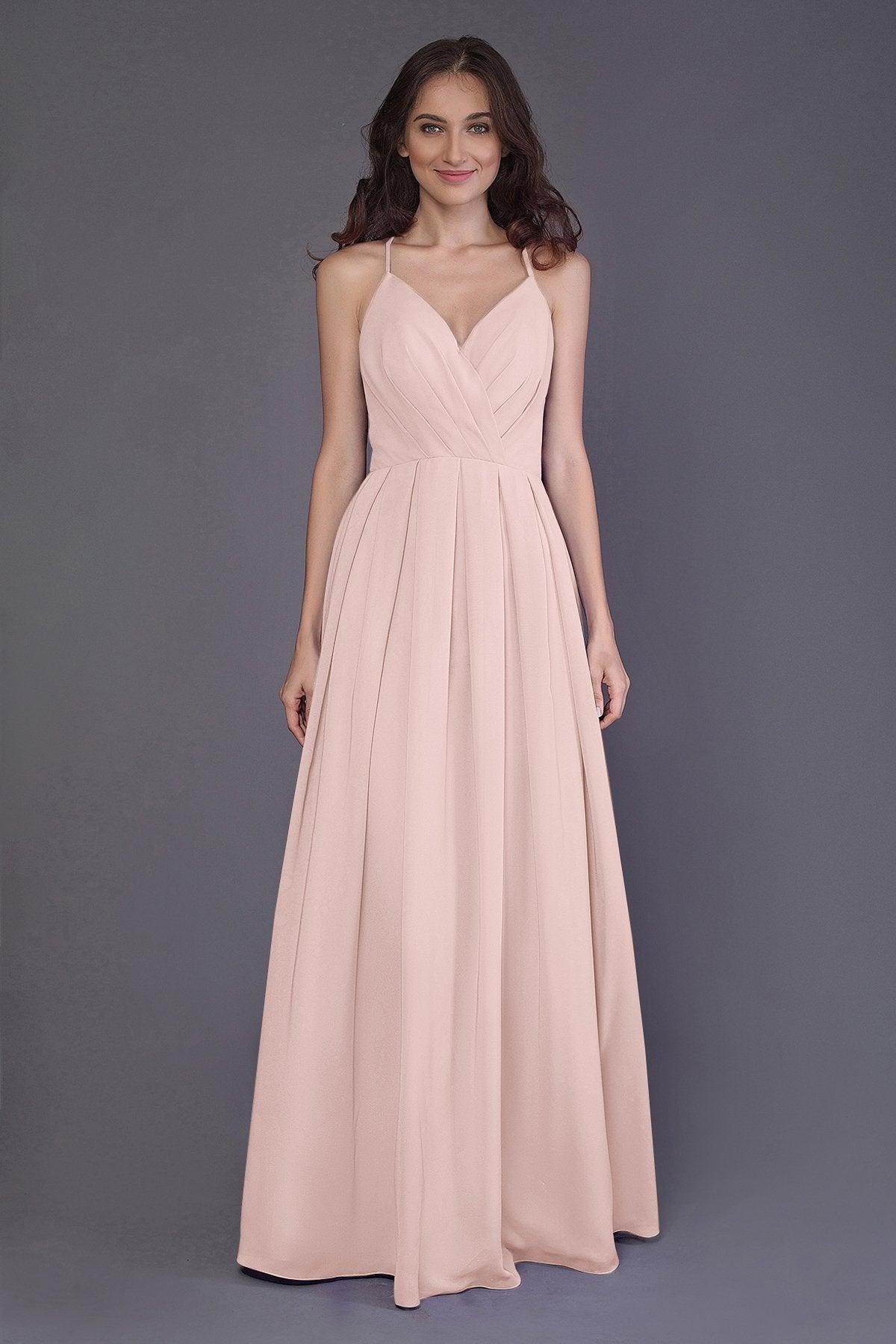 Sheath-Column Floor Length Chiffon Bridesmaid Dress PR3572