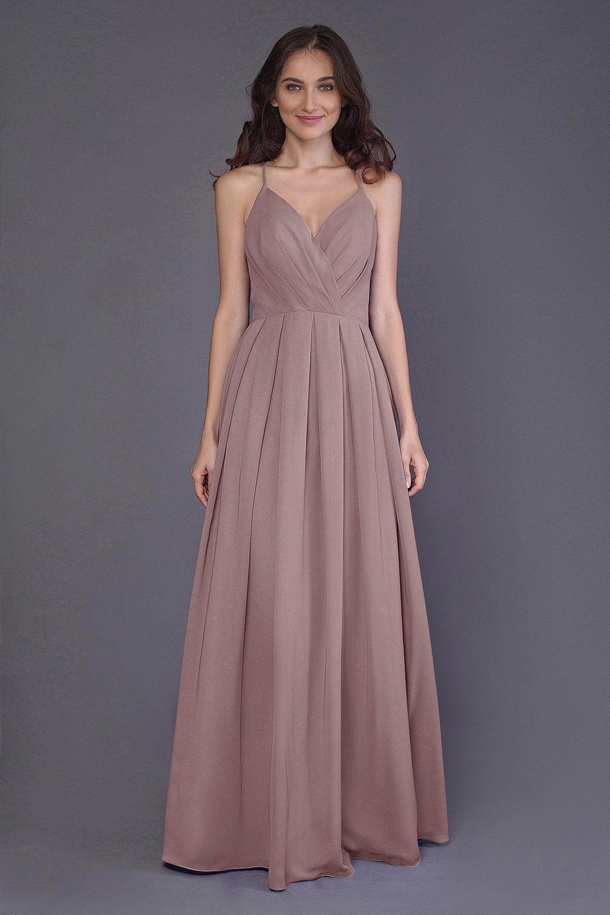 Sheath-Column Floor Length Chiffon Bridesmaid Dress PR3572