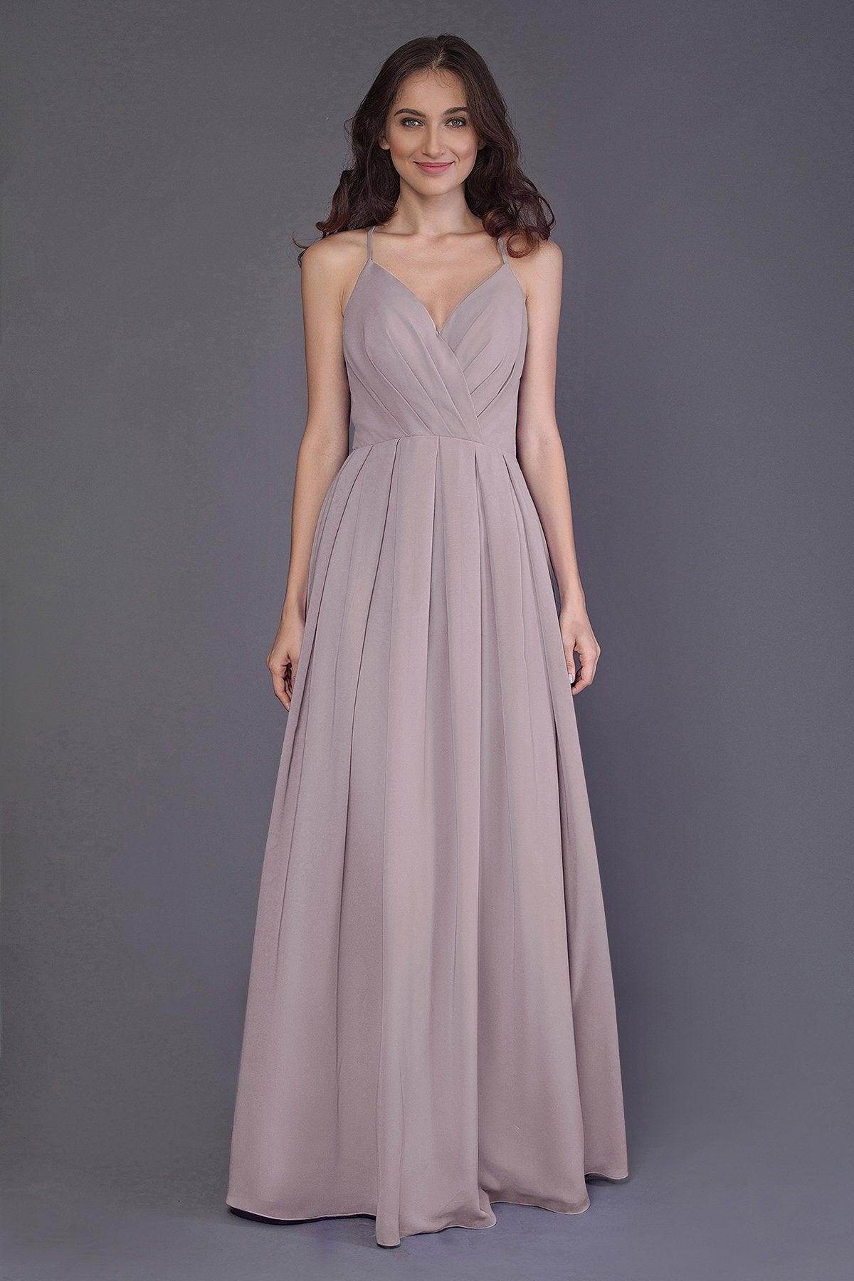 Sheath-Column Floor Length Chiffon Bridesmaid Dress PR3572