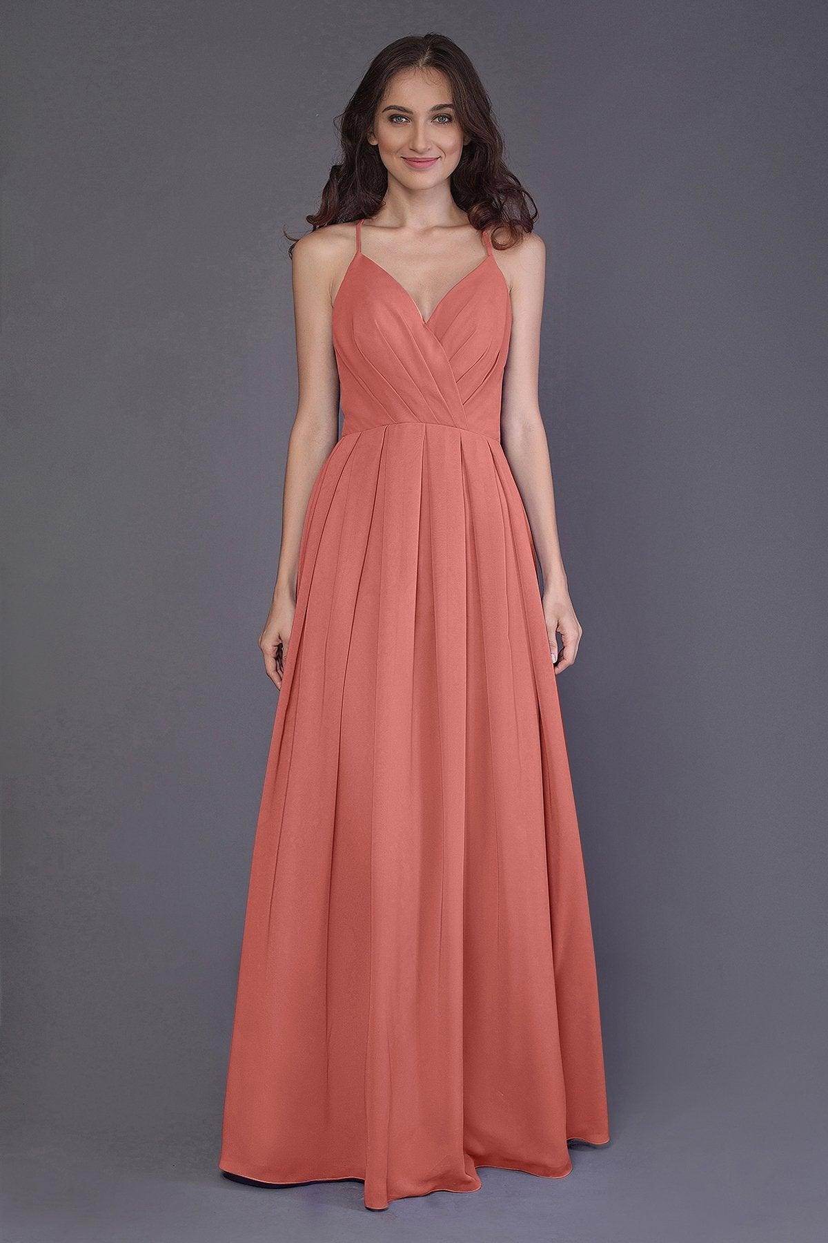 Sheath-Column Floor Length Chiffon Bridesmaid Dress PR3572