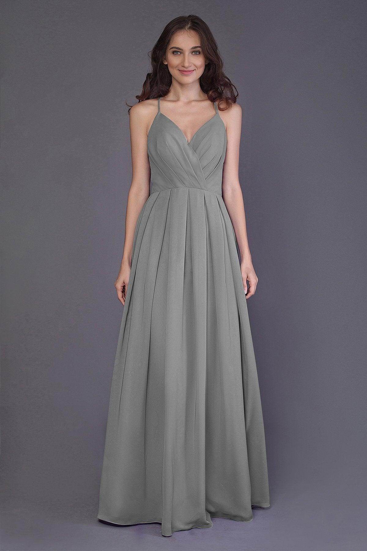 Sheath-Column Floor Length Chiffon Bridesmaid Dress PR3572