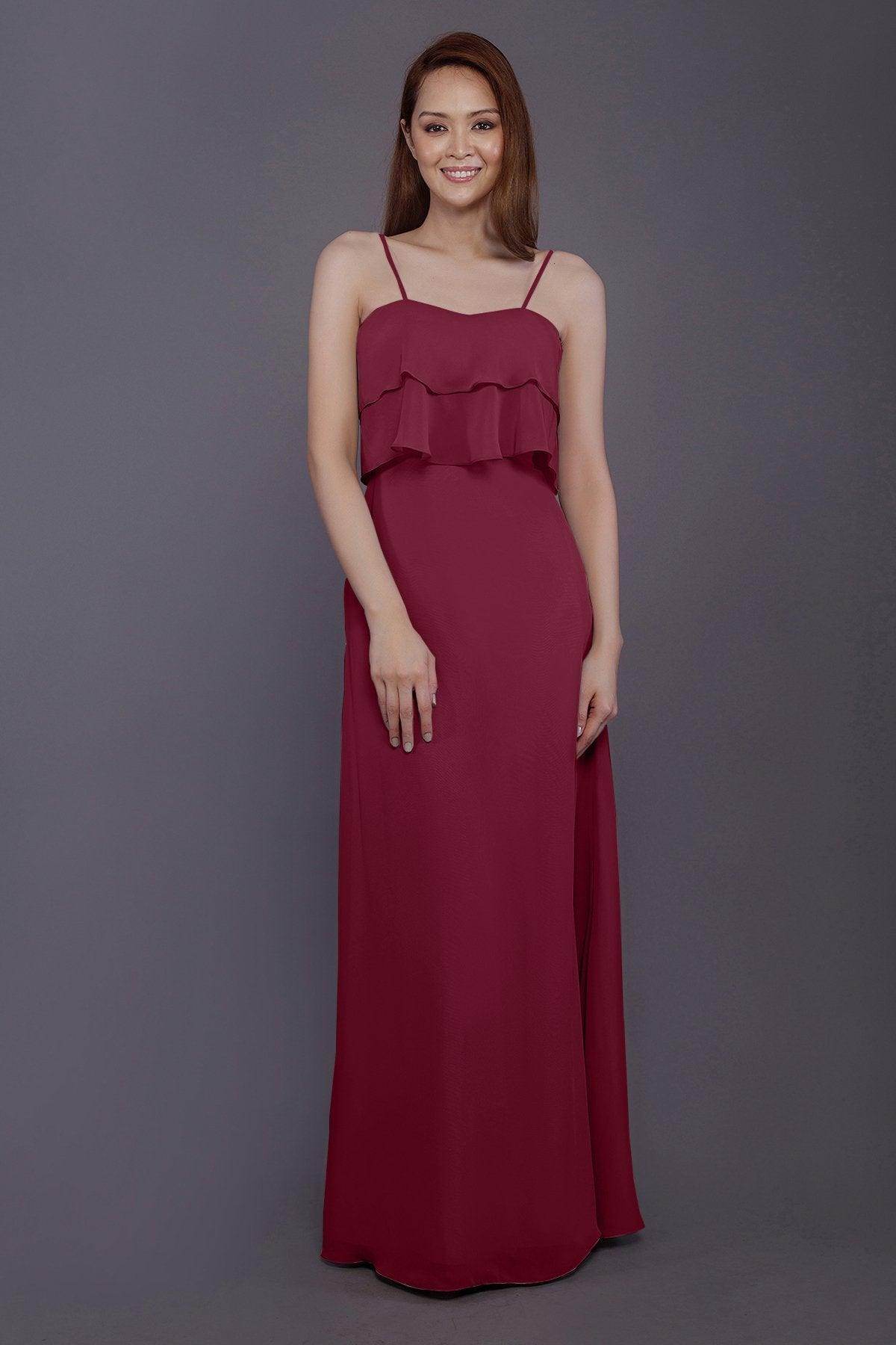 Sheath-Column Floor Length Chiffon Bridesmaid Dress PR3575