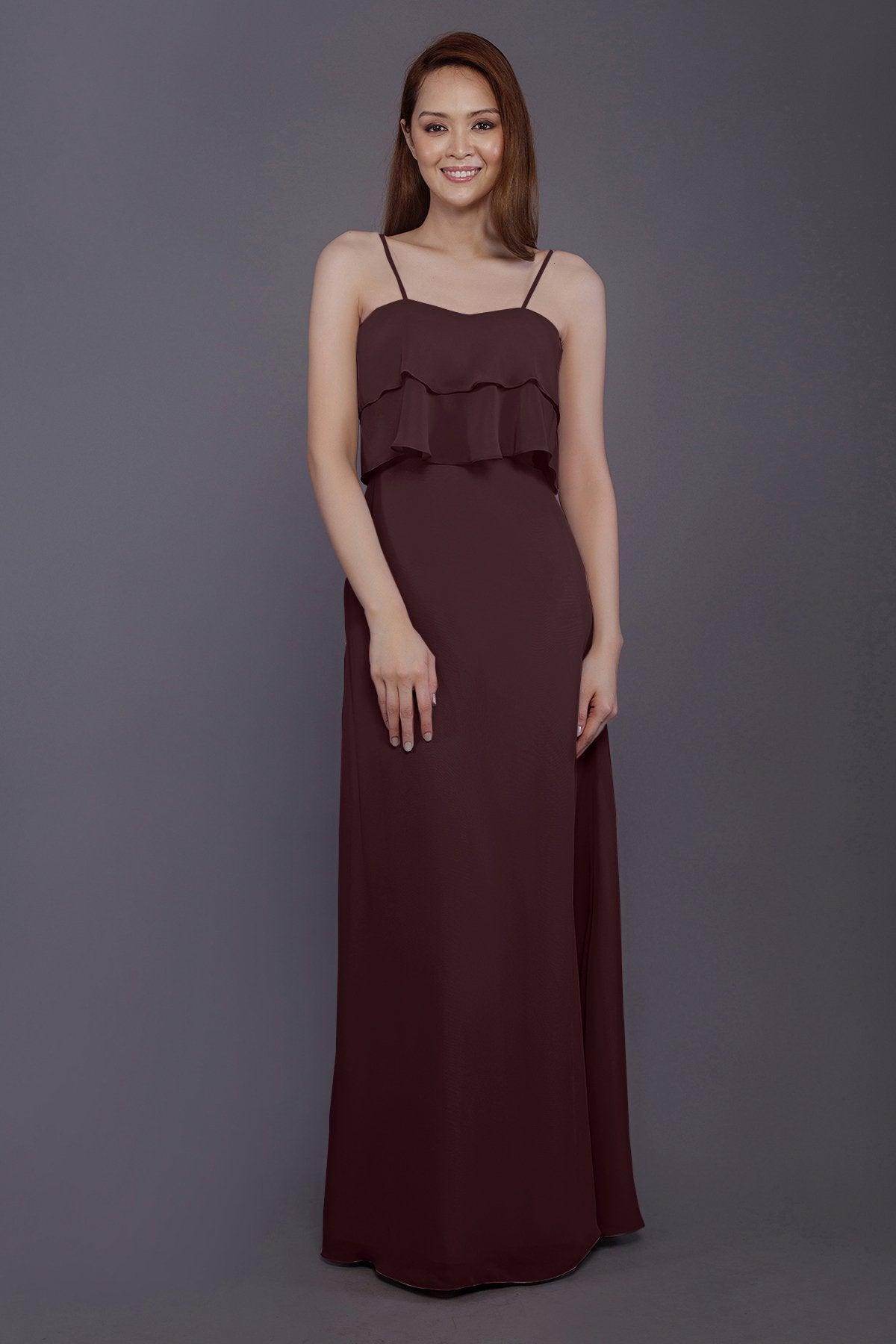 Sheath-Column Floor Length Chiffon Bridesmaid Dress PR3575