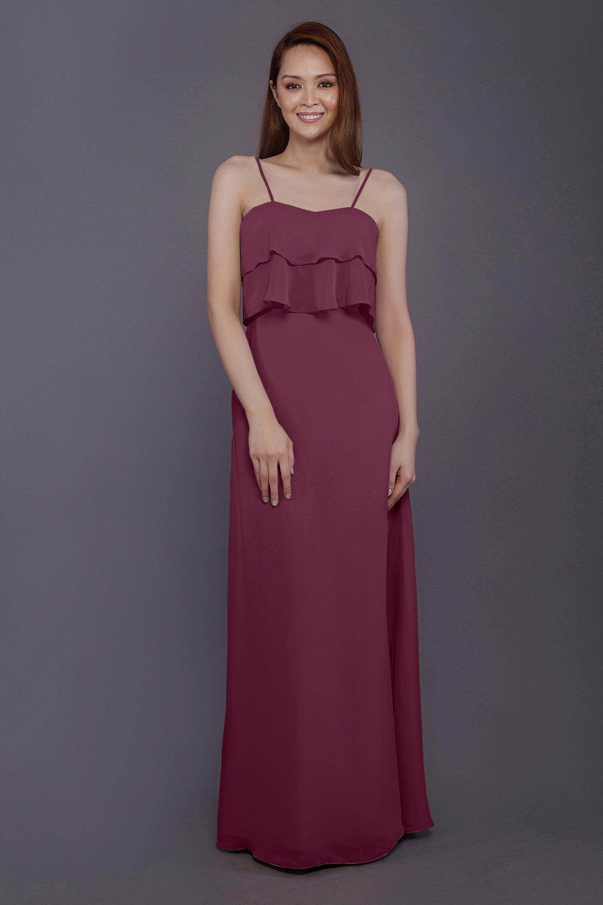 Sheath-Column Floor Length Chiffon Bridesmaid Dress PR3575