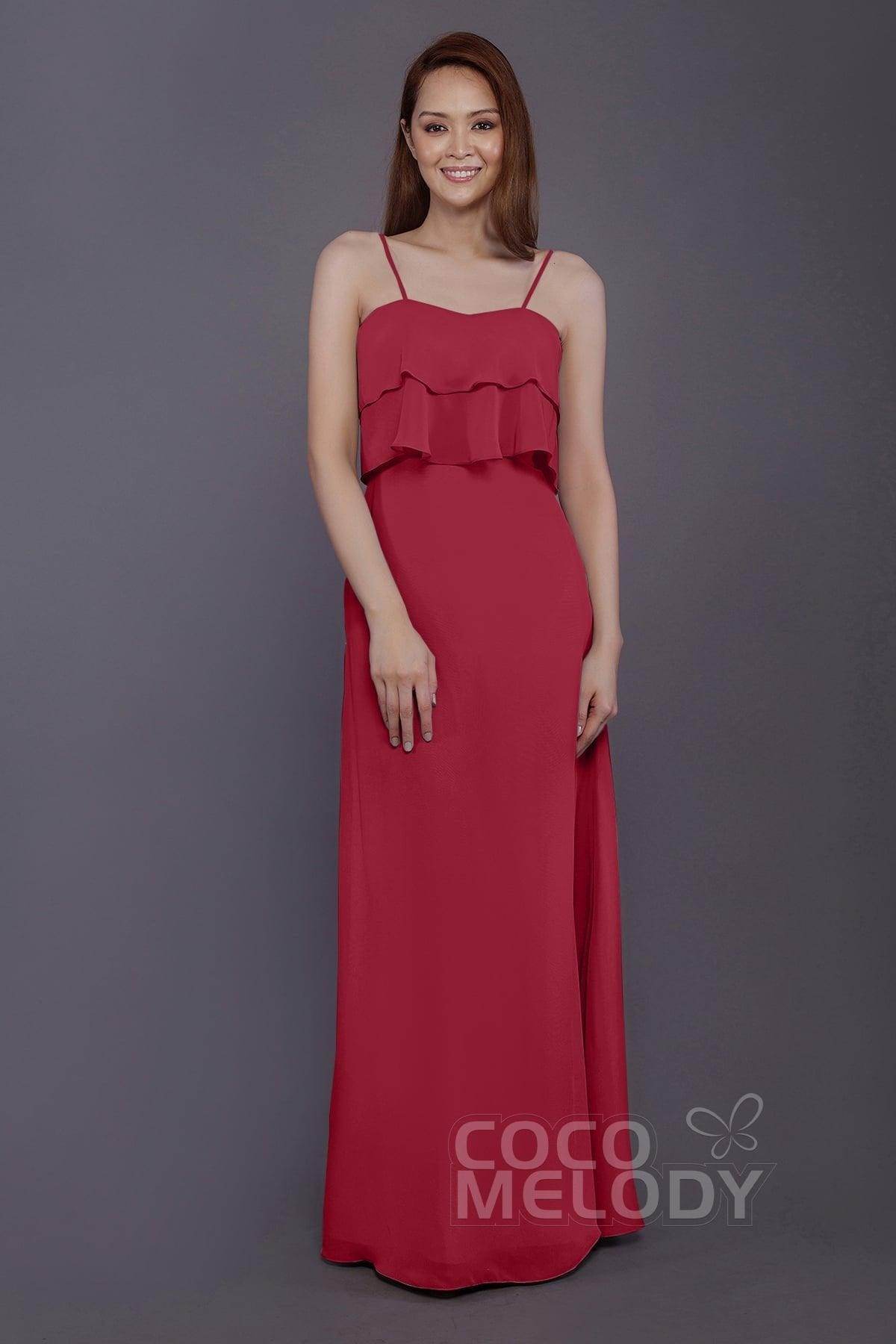 Sheath-Column Floor Length Chiffon Bridesmaid Dress PR3575