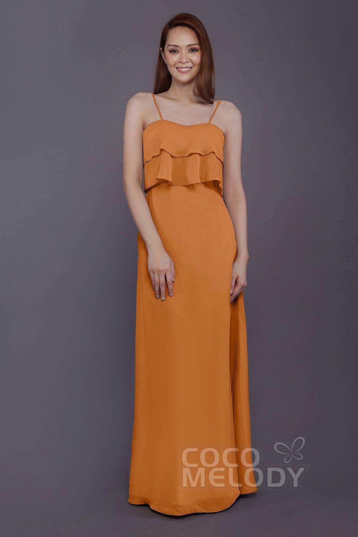 Sheath-Column Floor Length Chiffon Bridesmaid Dress PR3575