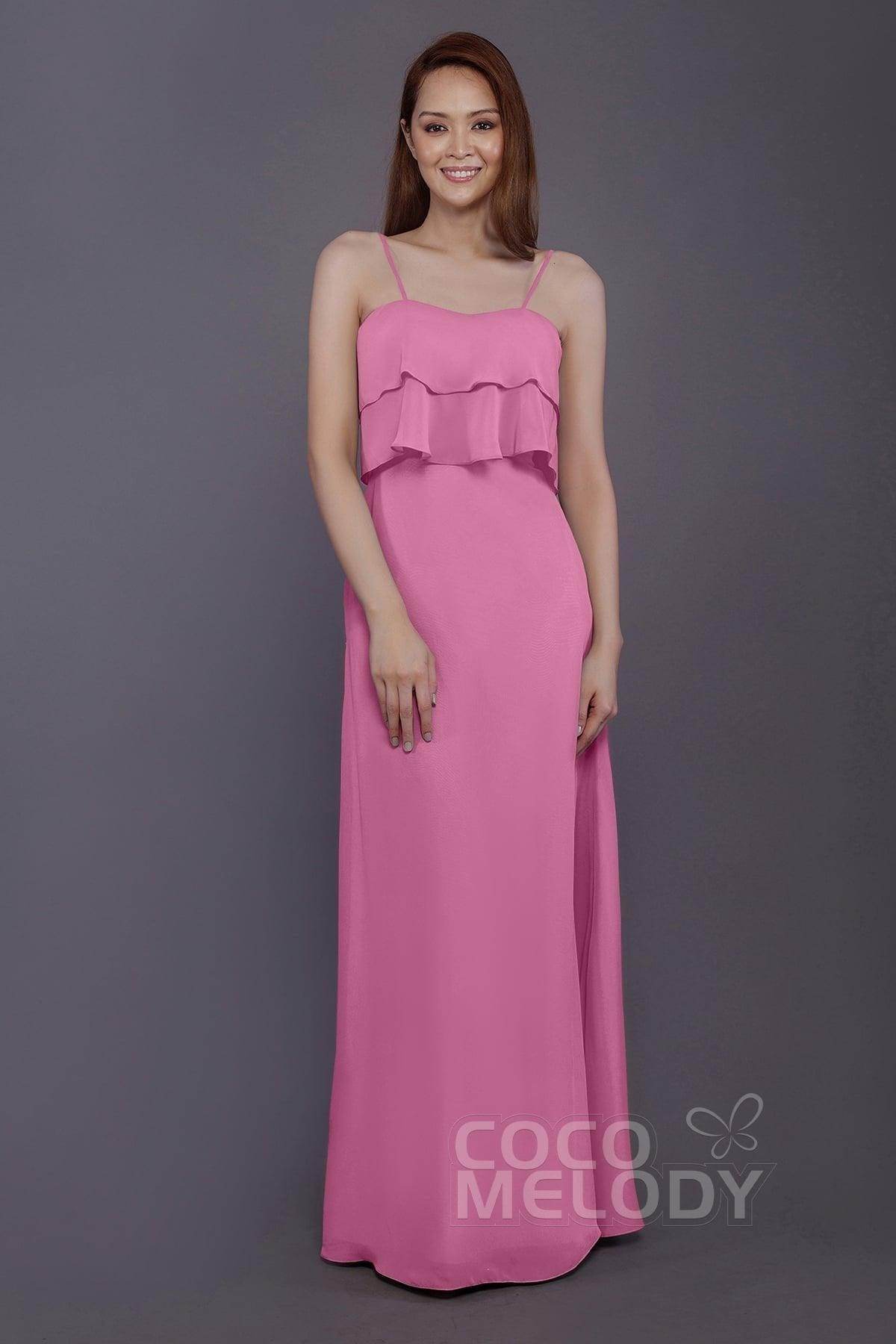 Sheath-Column Floor Length Chiffon Bridesmaid Dress PR3575