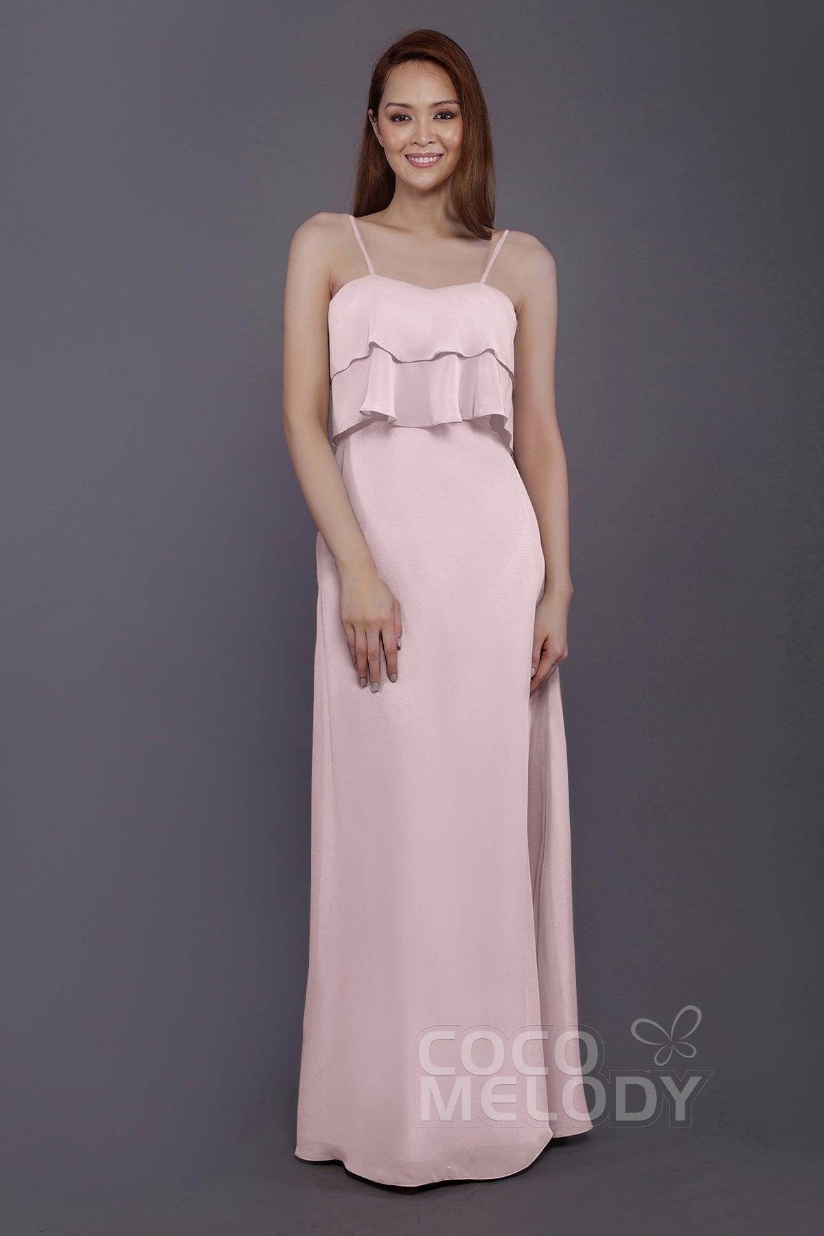Sheath-Column Floor Length Chiffon Bridesmaid Dress PR3575