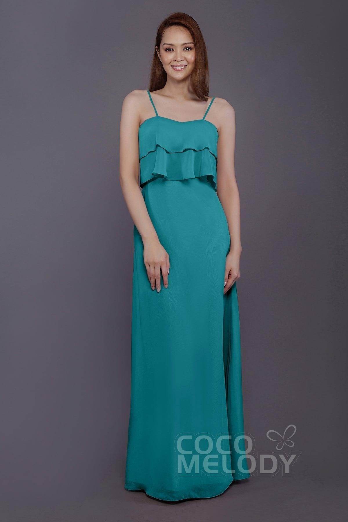 Sheath-Column Floor Length Chiffon Bridesmaid Dress PR3575