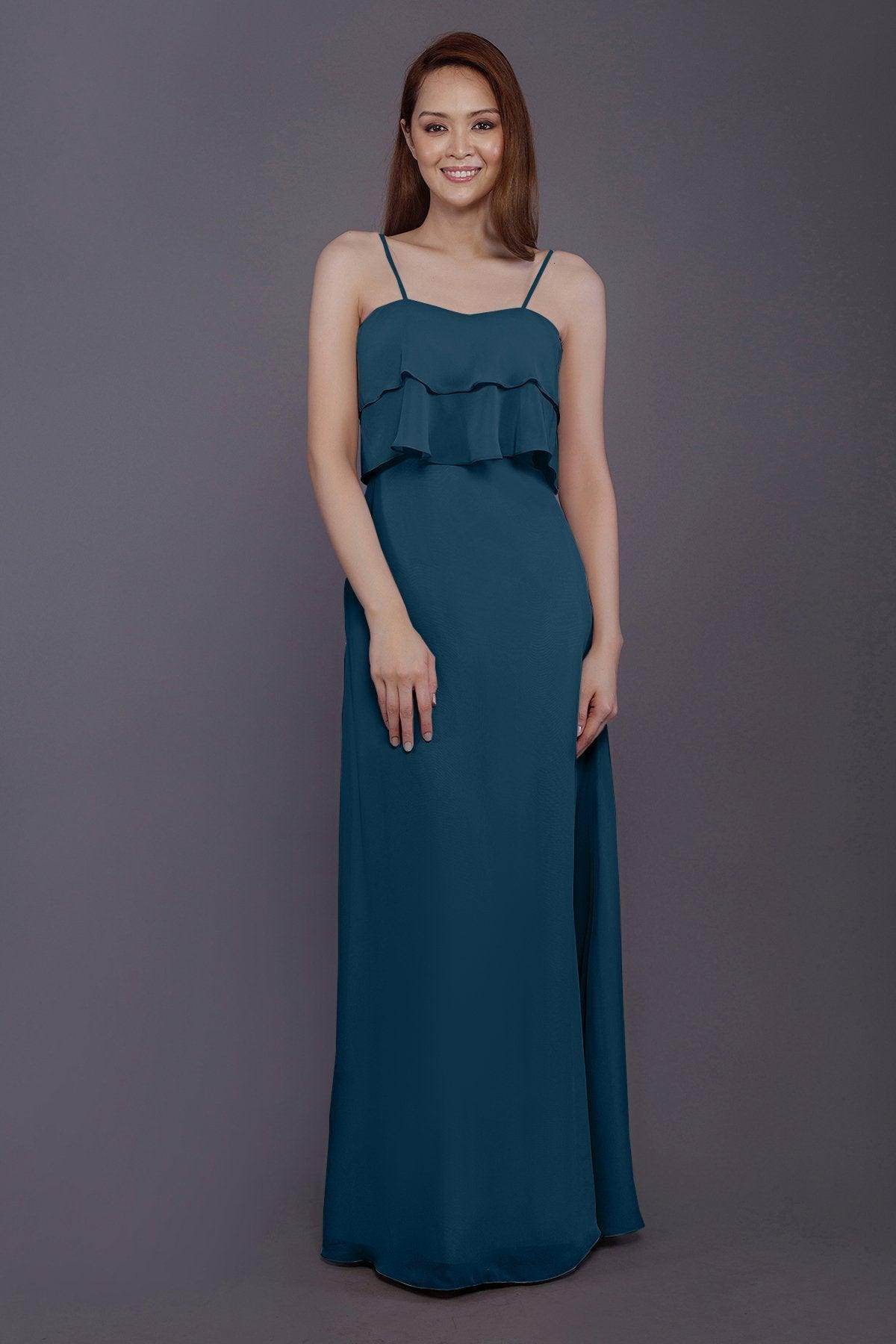 Sheath-Column Floor Length Chiffon Bridesmaid Dress PR3575