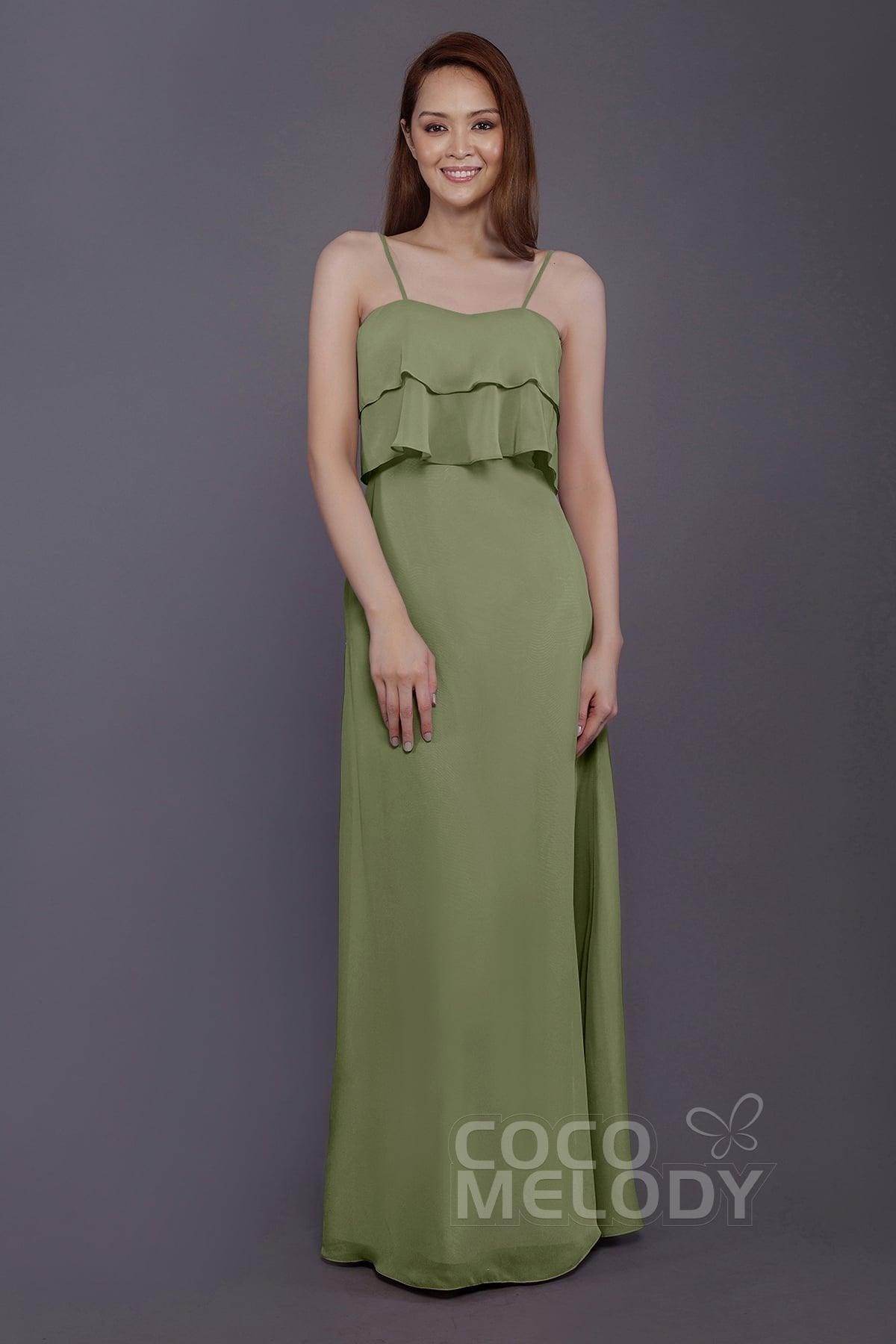 Sheath-Column Floor Length Chiffon Bridesmaid Dress PR3575