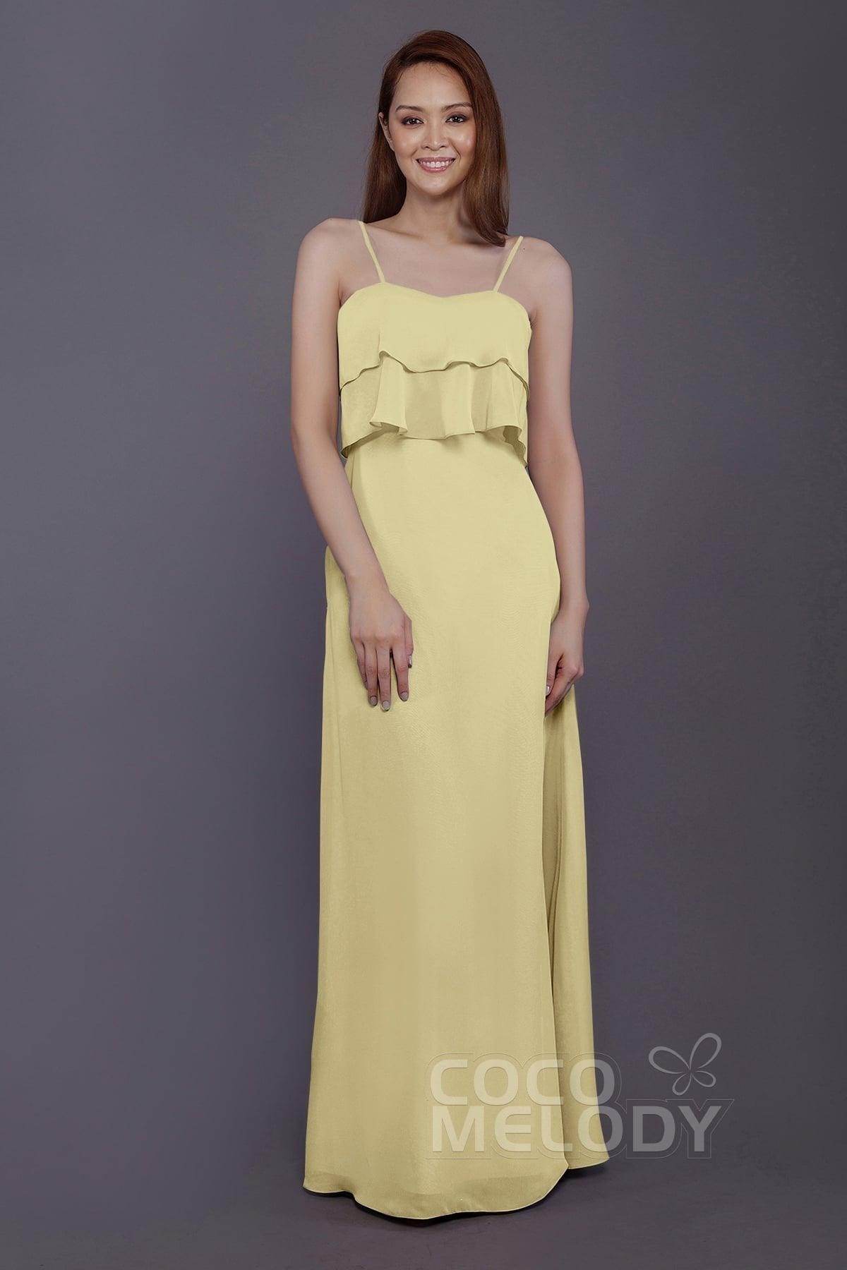 Sheath-Column Floor Length Chiffon Bridesmaid Dress PR3575