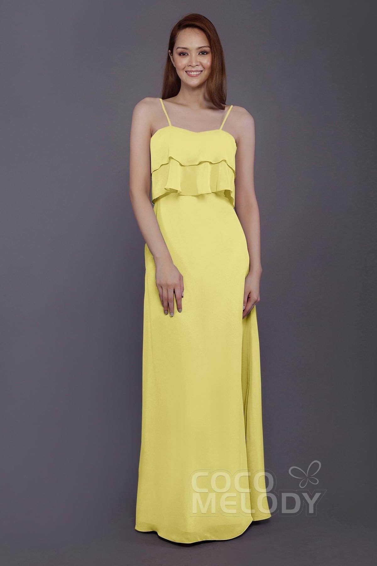 Sheath-Column Floor Length Chiffon Bridesmaid Dress PR3575