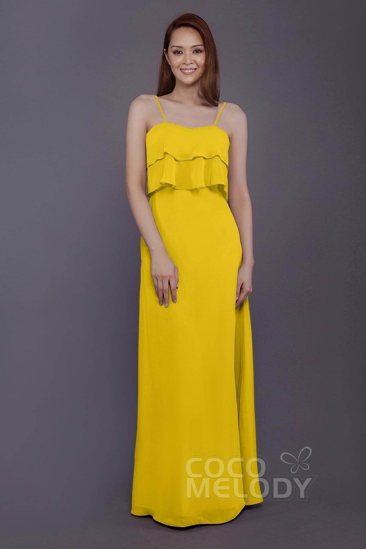 Sheath-Column Floor Length Chiffon Bridesmaid Dress PR3575