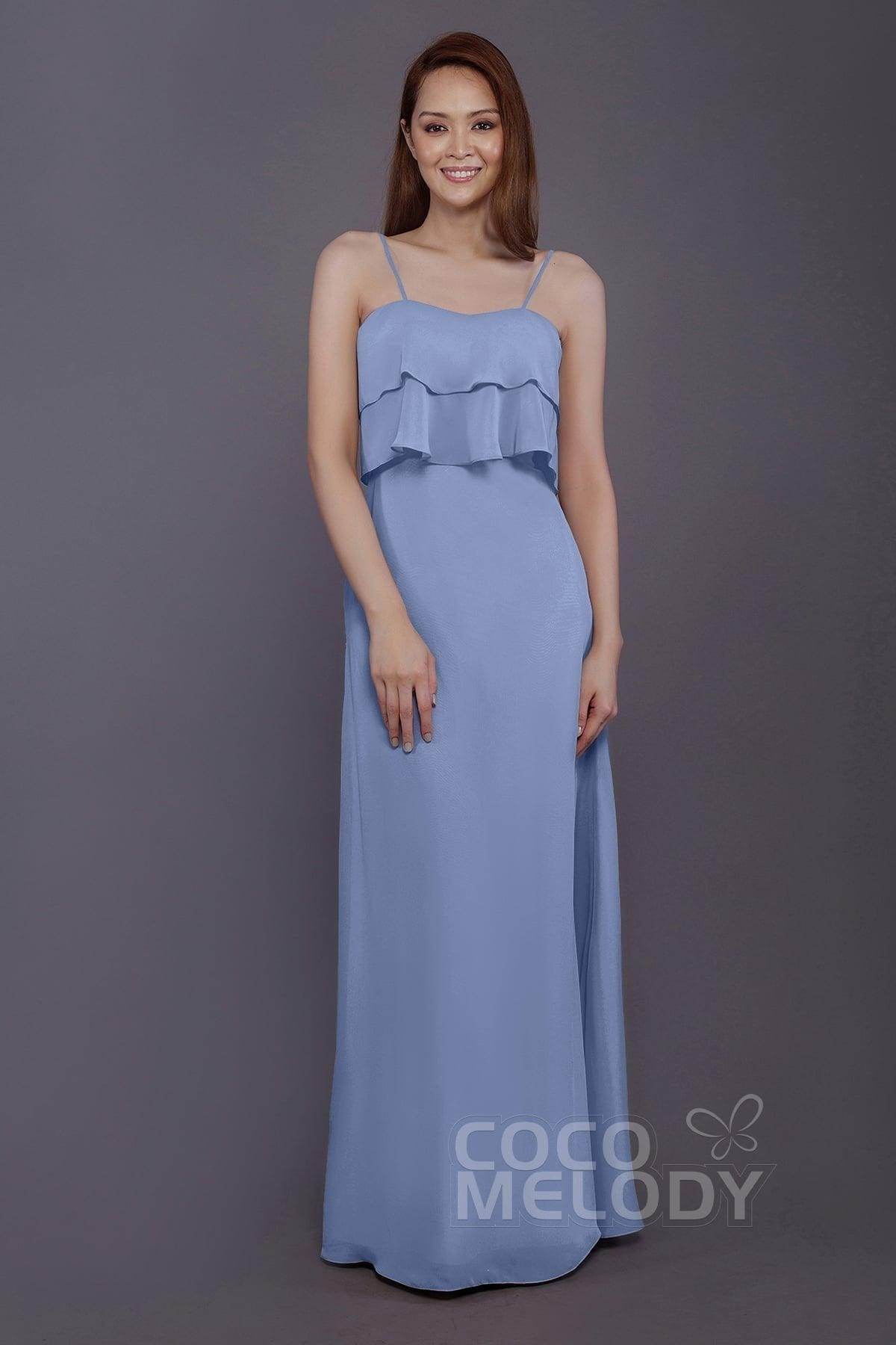 Sheath-Column Floor Length Chiffon Bridesmaid Dress PR3575