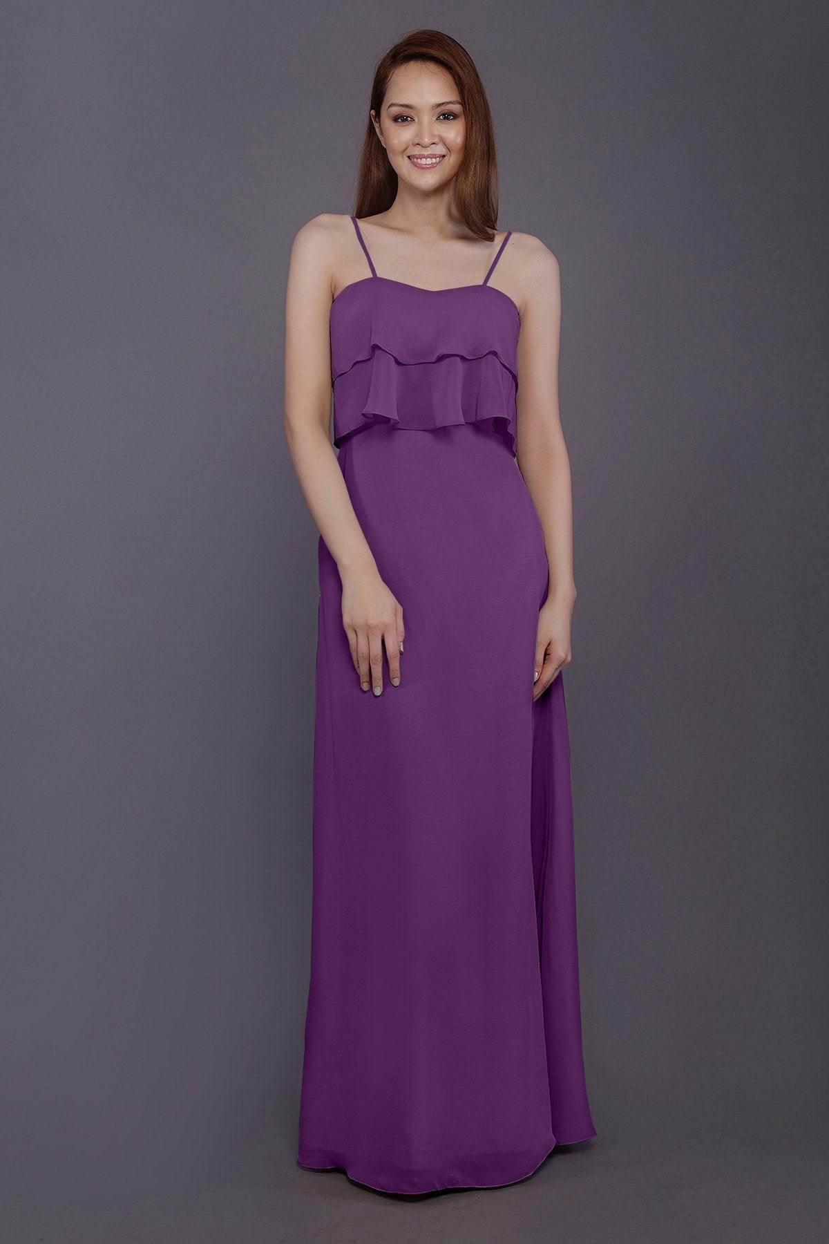 Sheath-Column Floor Length Chiffon Bridesmaid Dress PR3575