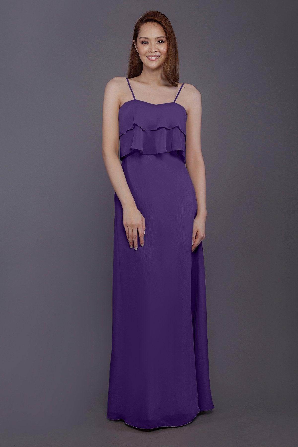 Sheath-Column Floor Length Chiffon Bridesmaid Dress PR3575