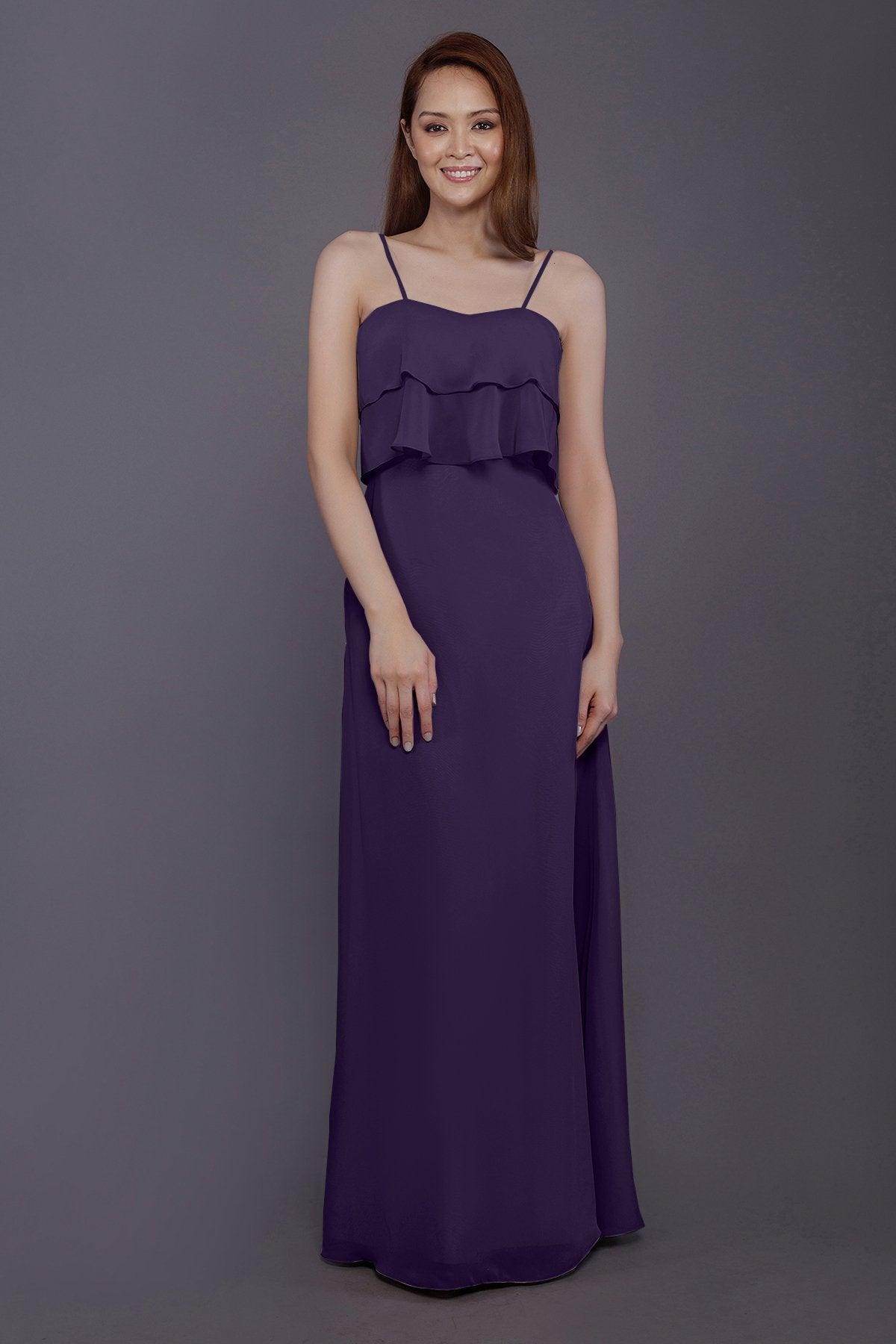 Sheath-Column Floor Length Chiffon Bridesmaid Dress PR3575