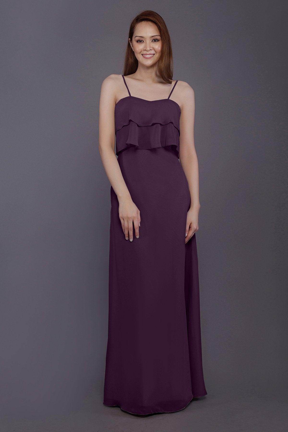 Sheath-Column Floor Length Chiffon Bridesmaid Dress PR3575