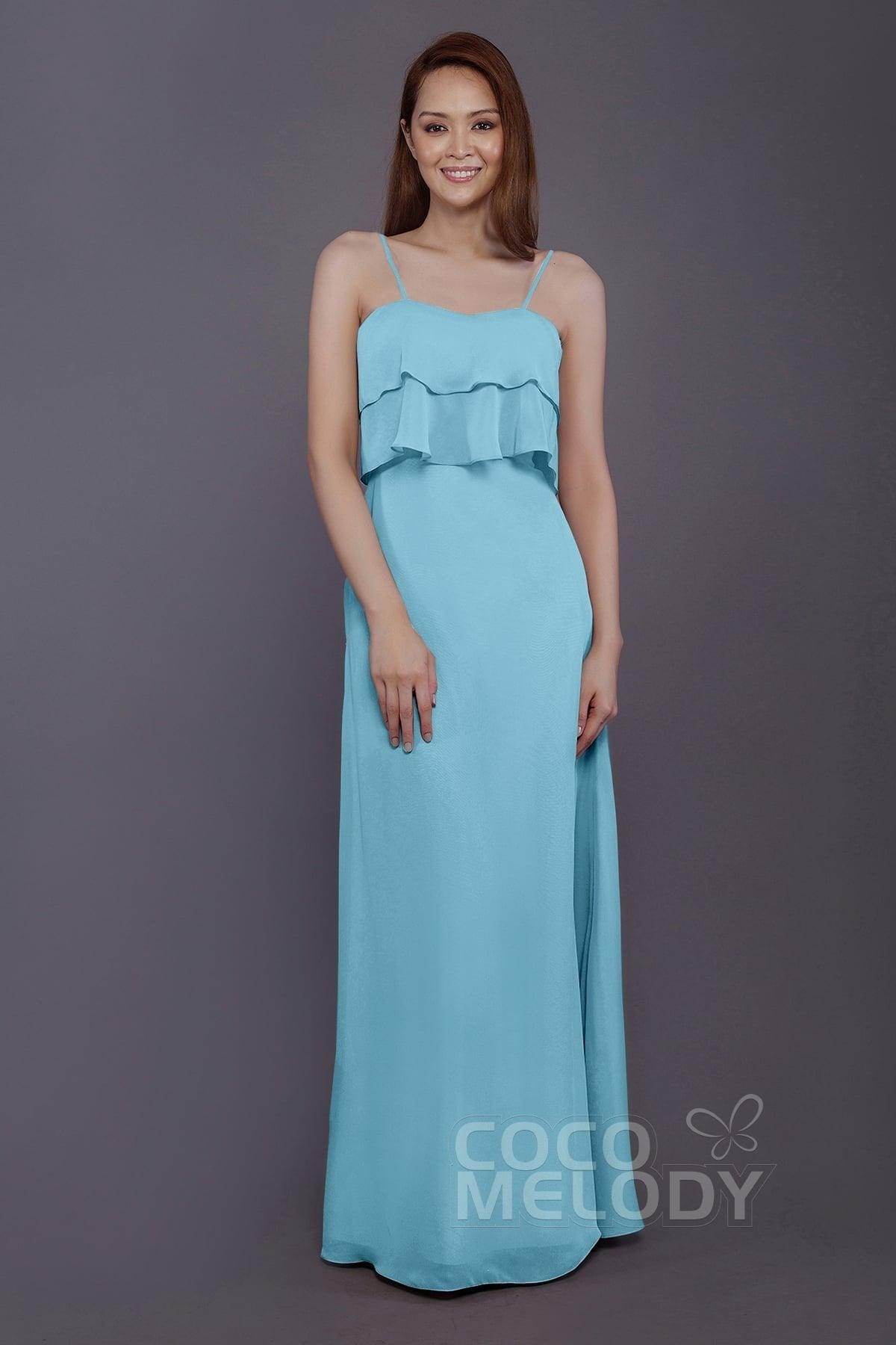 Sheath-Column Floor Length Chiffon Bridesmaid Dress PR3575