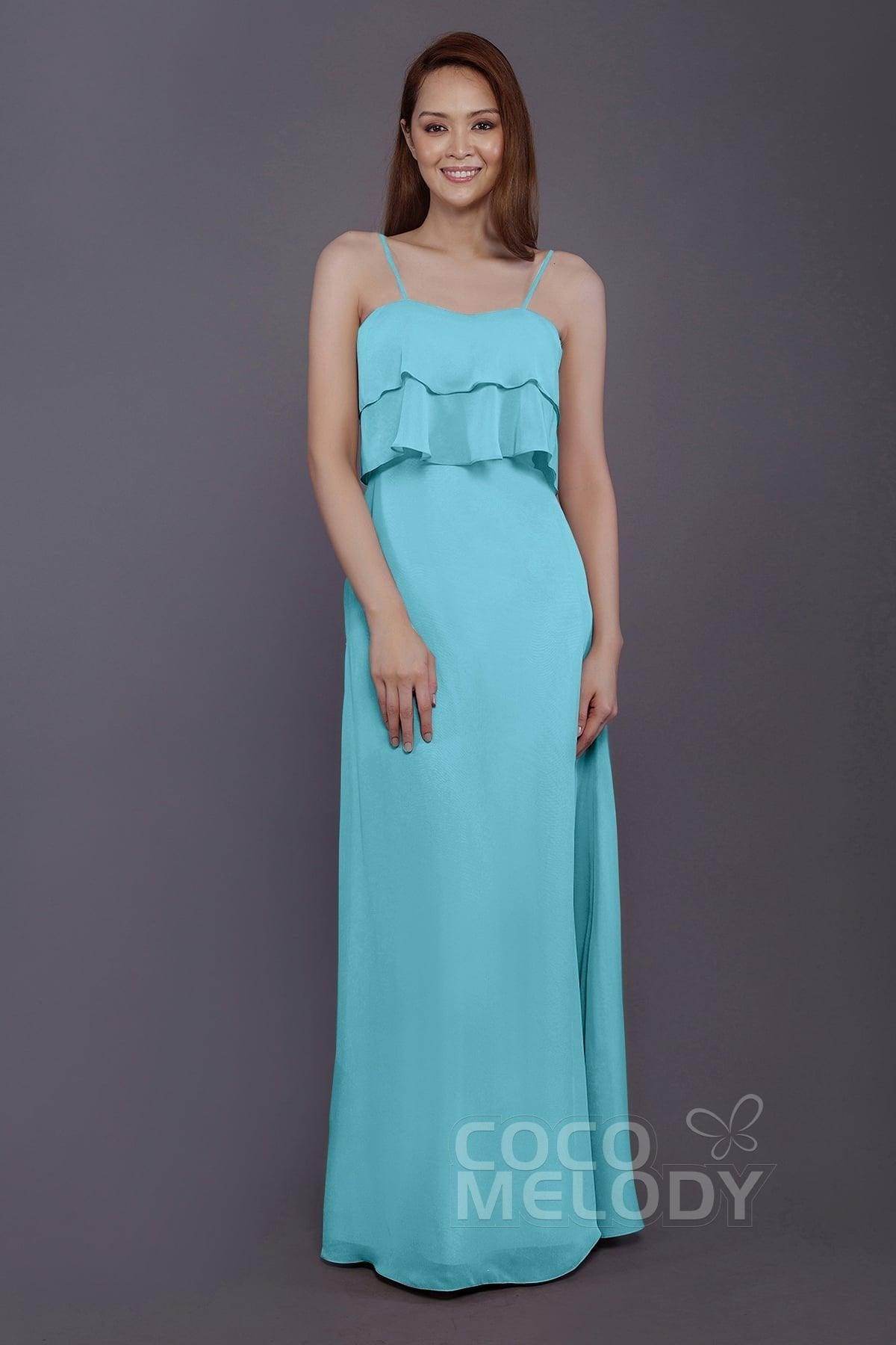 Sheath-Column Floor Length Chiffon Bridesmaid Dress PR3575
