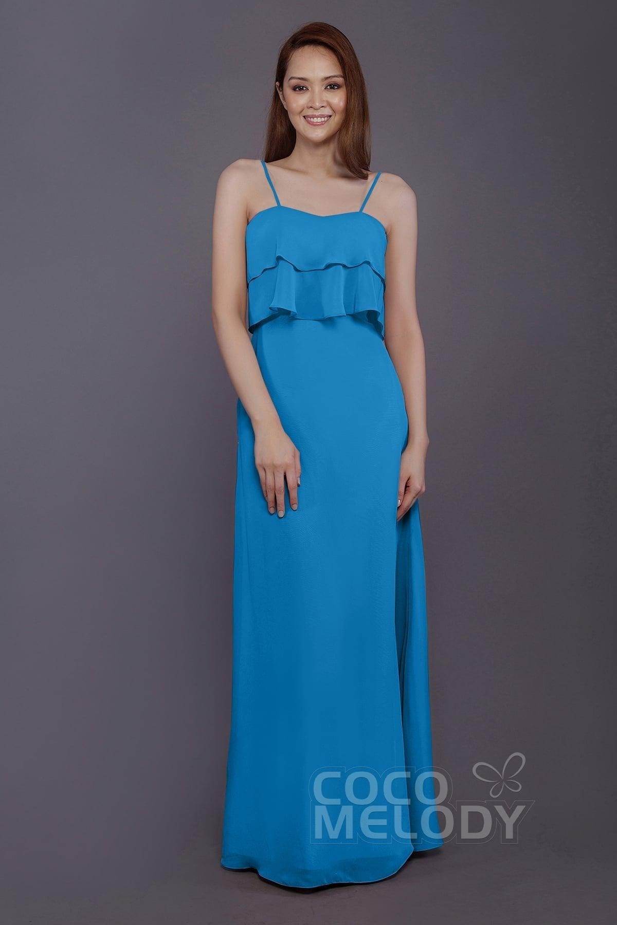 Sheath-Column Floor Length Chiffon Bridesmaid Dress PR3575