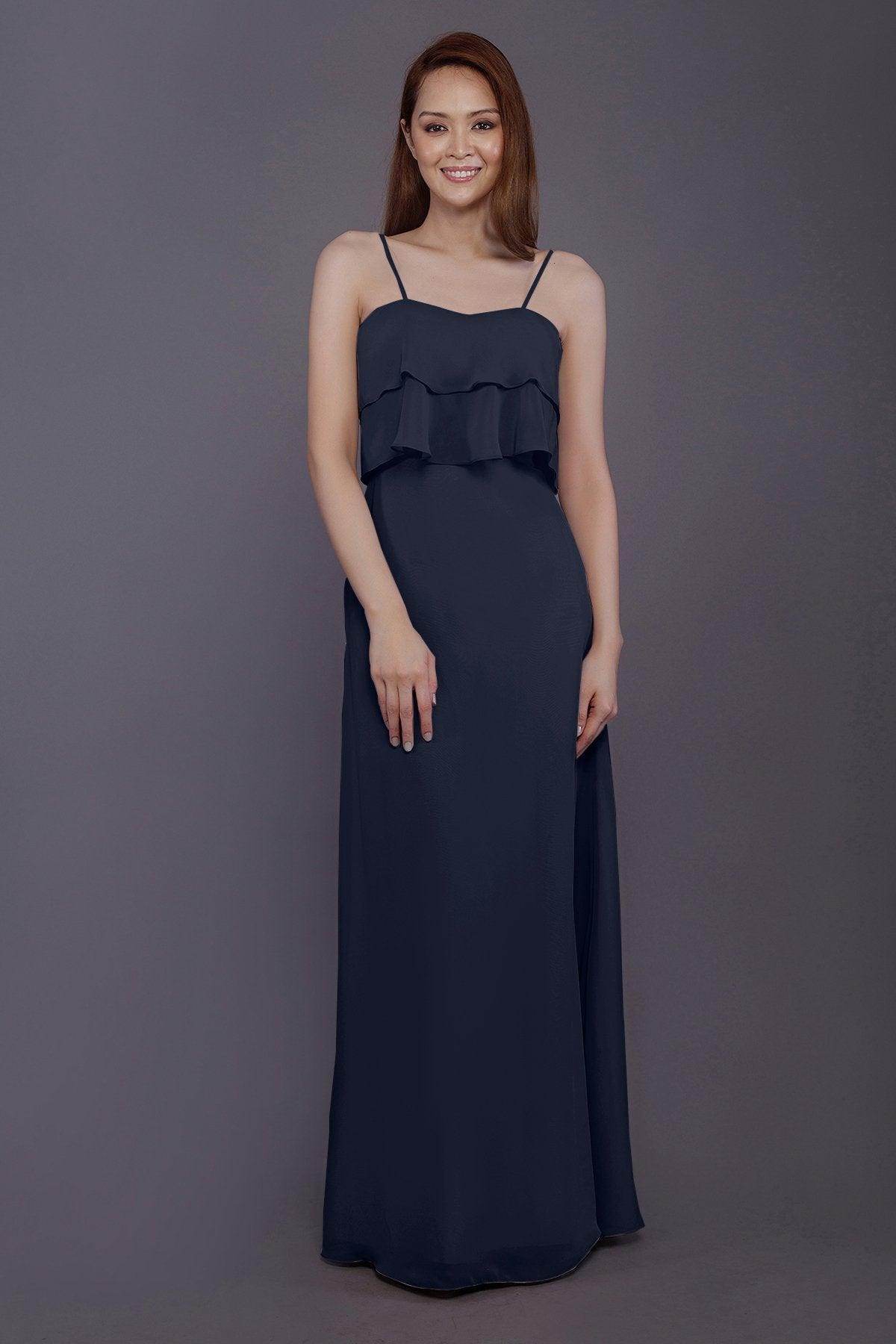 Sheath-Column Floor Length Chiffon Bridesmaid Dress PR3575