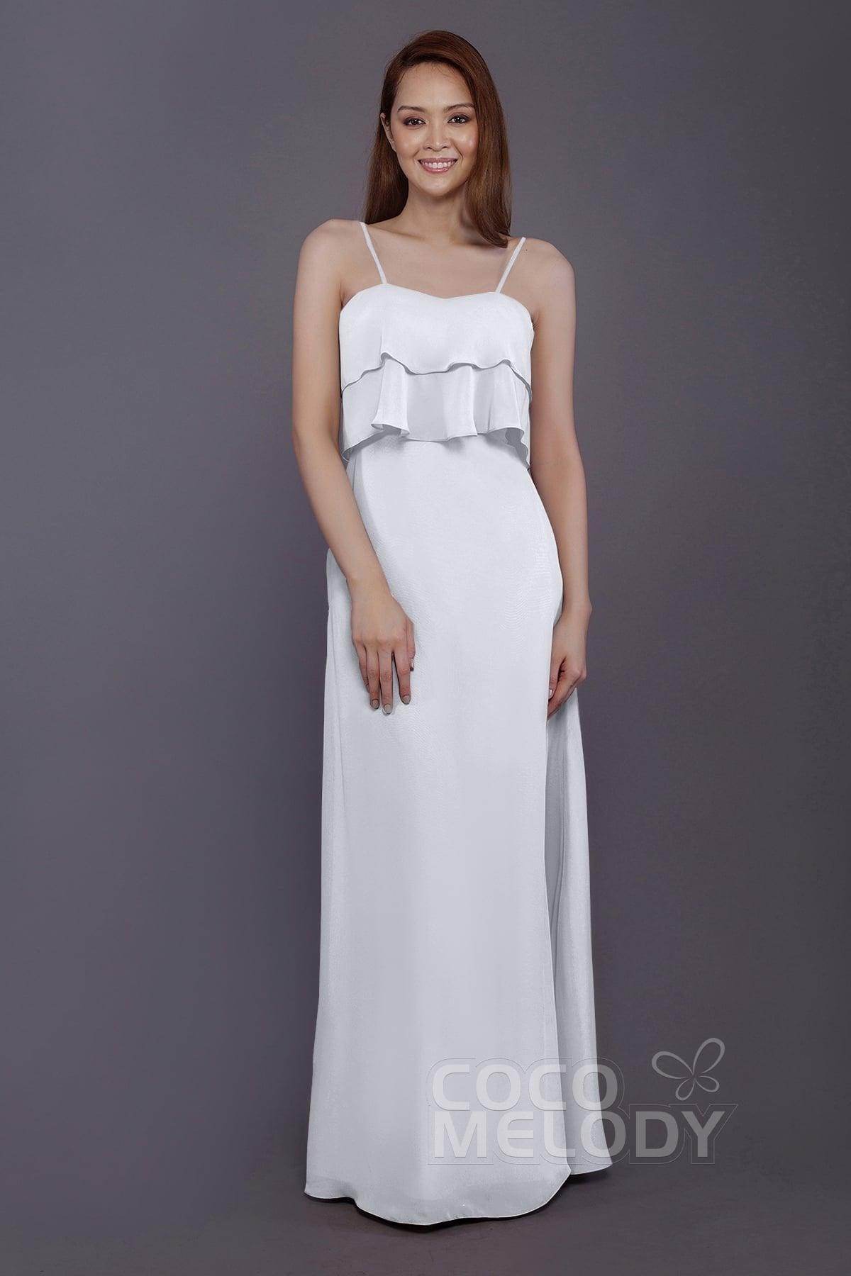 Sheath-Column Floor Length Chiffon Bridesmaid Dress PR3575