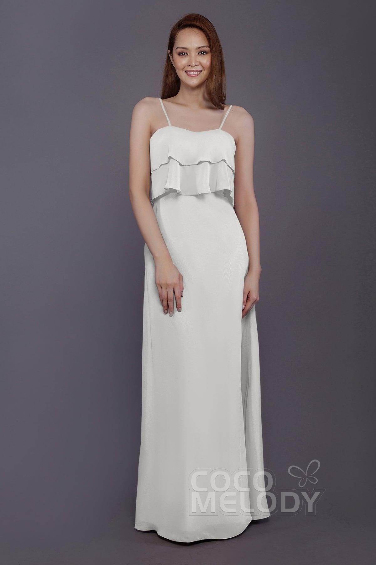 Sheath-Column Floor Length Chiffon Bridesmaid Dress PR3575