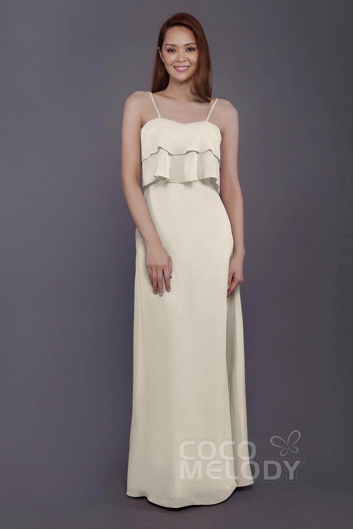 Sheath-Column Floor Length Chiffon Bridesmaid Dress PR3575