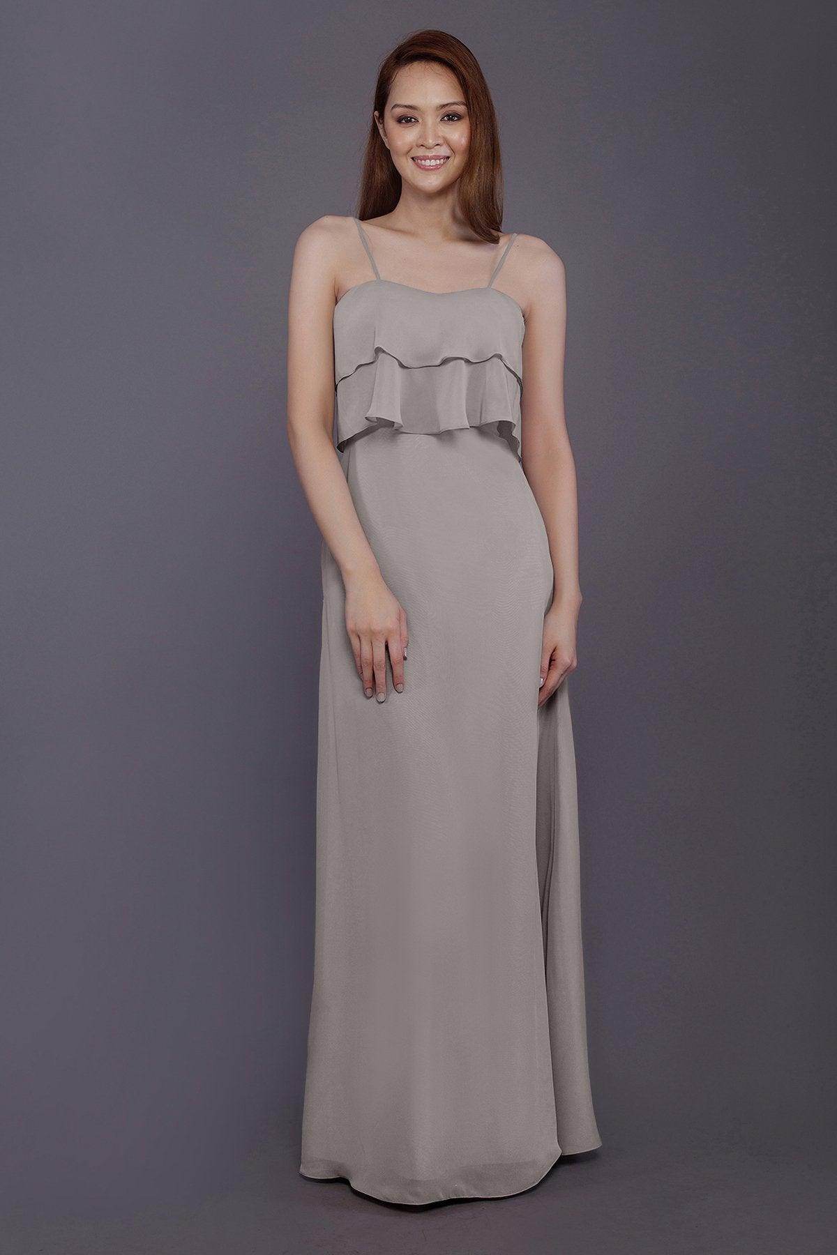 Sheath-Column Floor Length Chiffon Bridesmaid Dress PR3575