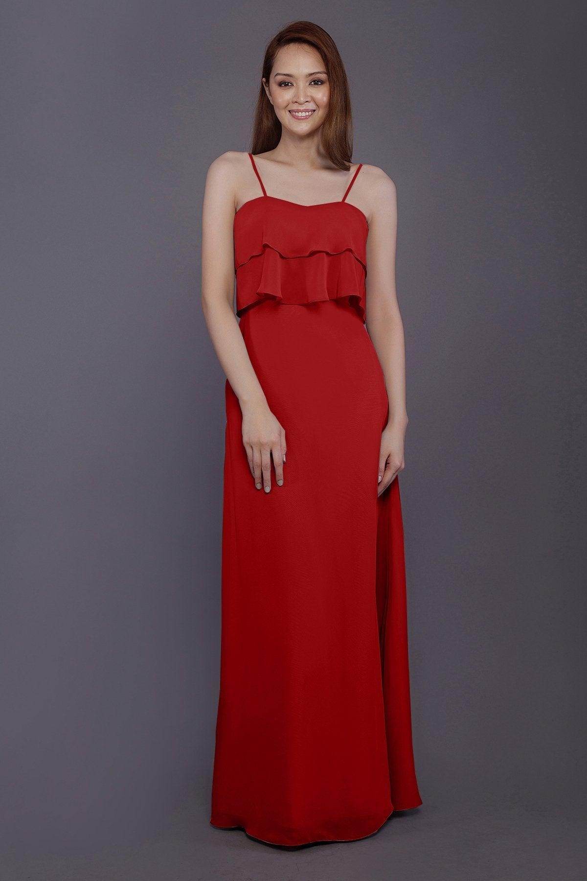 Sheath-Column Floor Length Chiffon Bridesmaid Dress PR3575