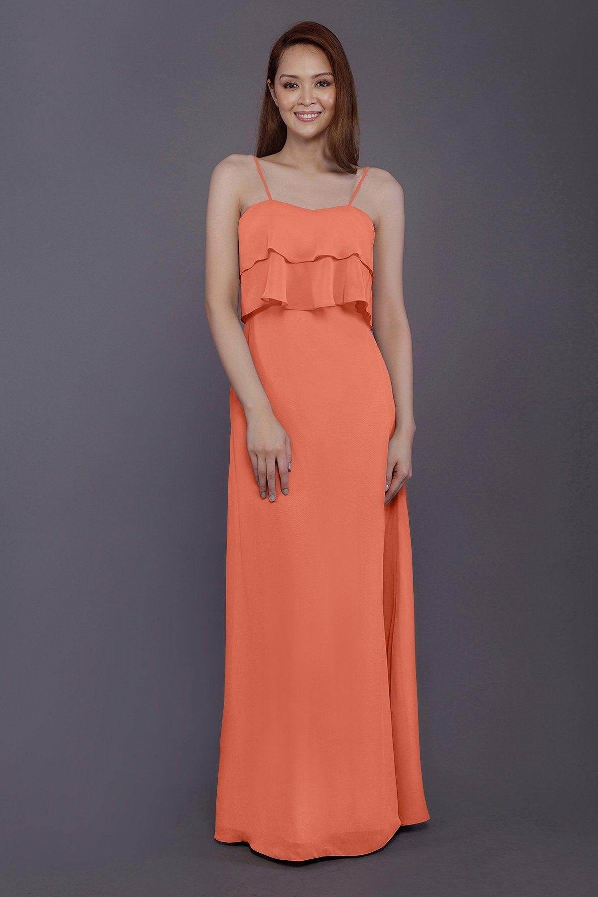 Sheath-Column Floor Length Chiffon Bridesmaid Dress PR3575