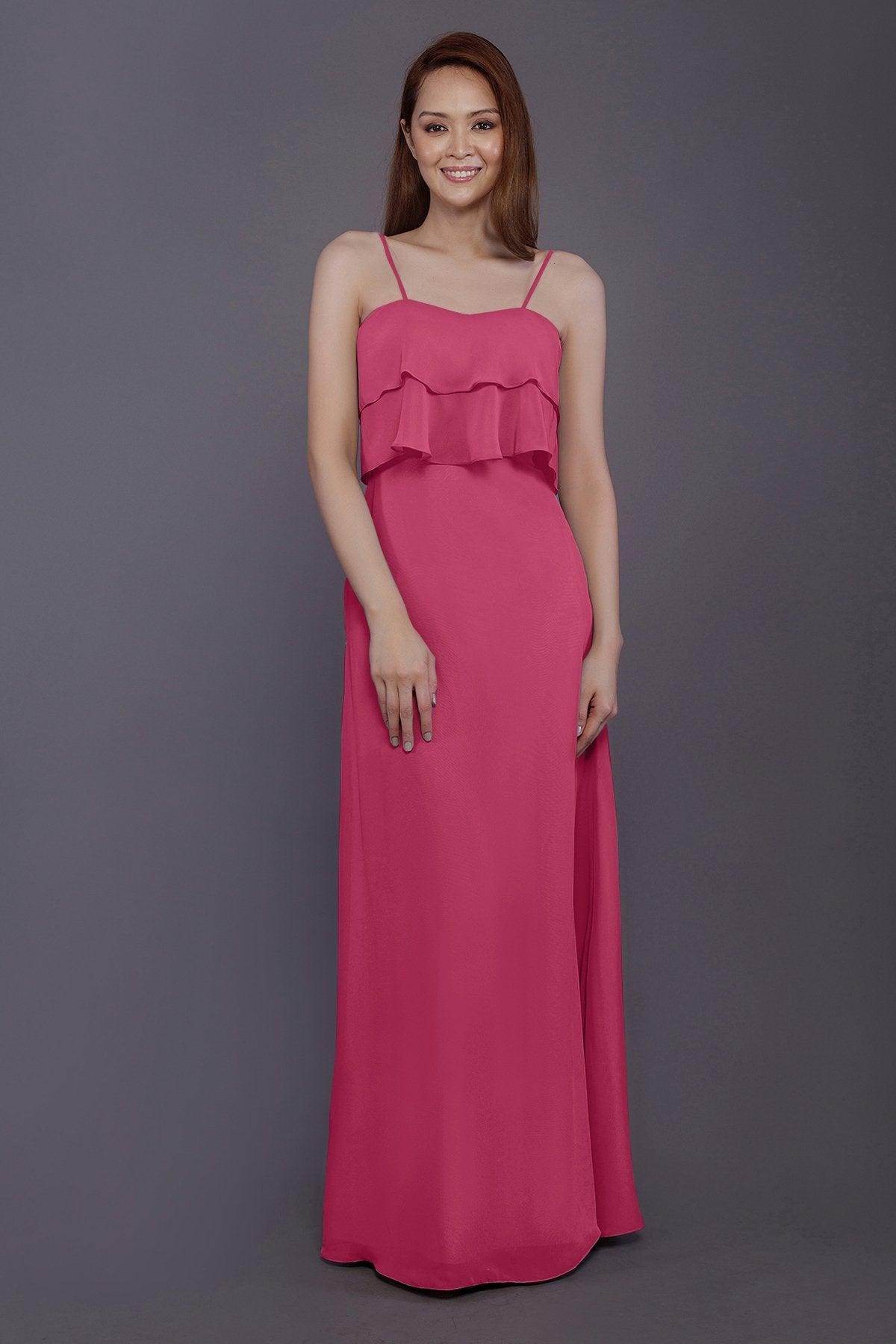 Sheath-Column Floor Length Chiffon Bridesmaid Dress PR3575