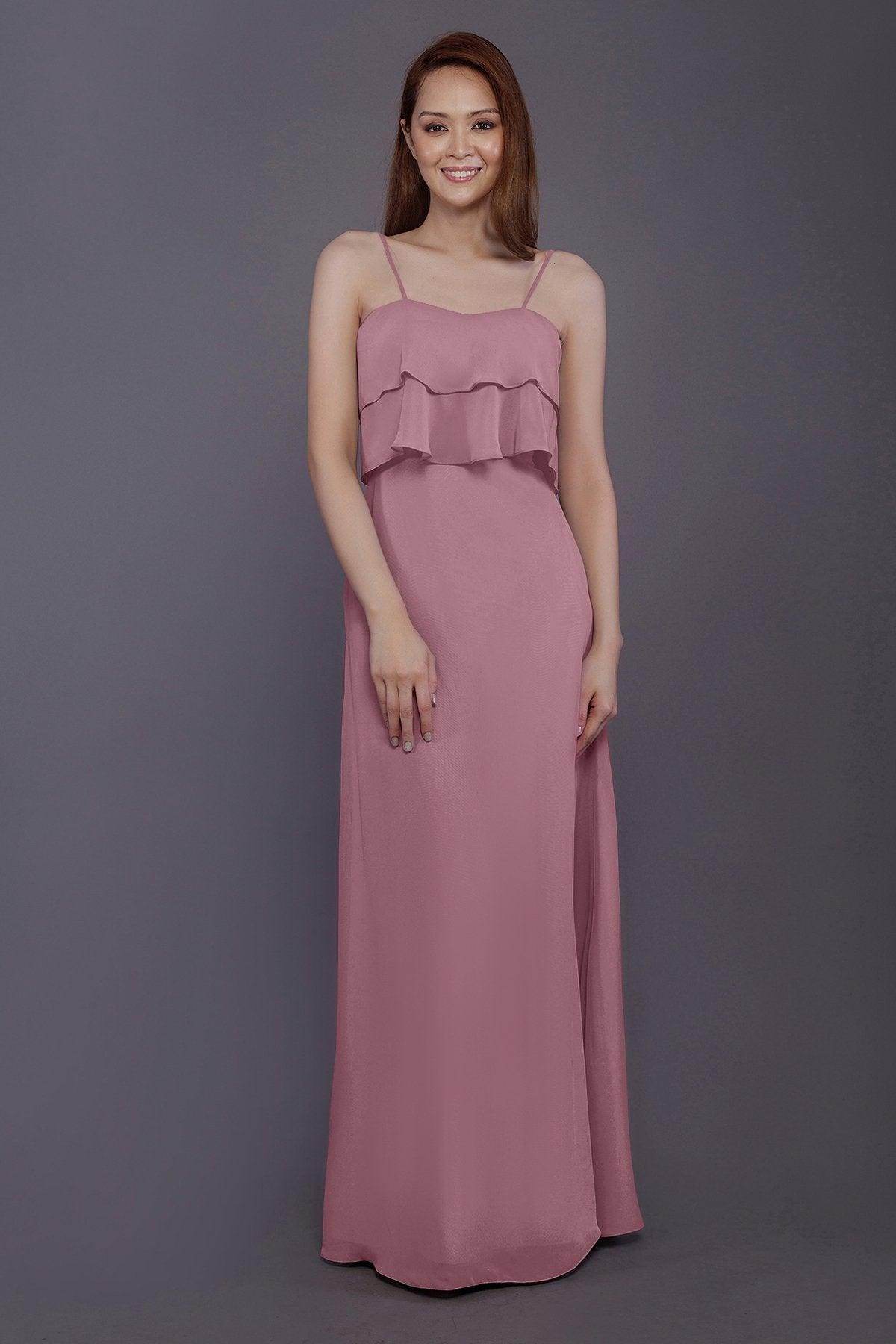 Sheath-Column Floor Length Chiffon Bridesmaid Dress PR3575